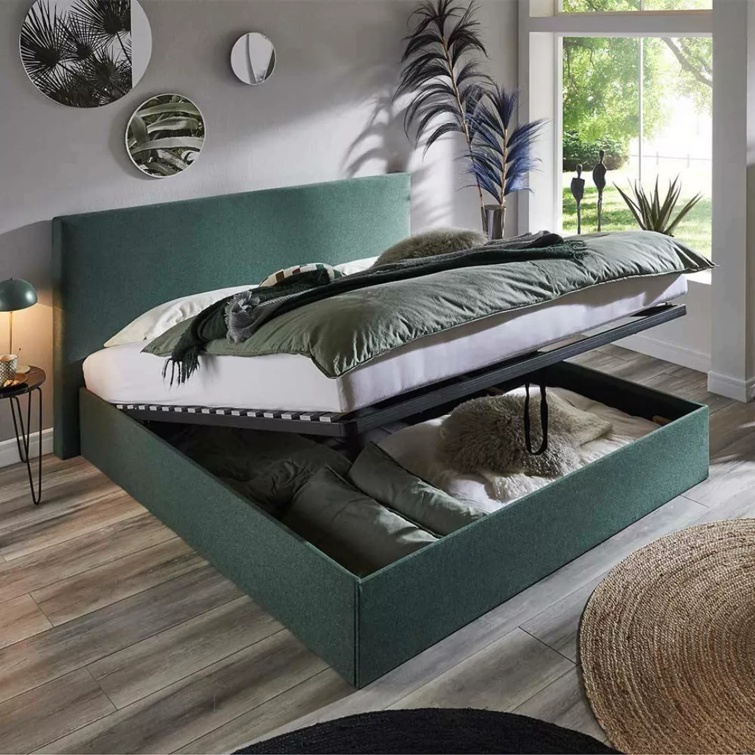 Doppelbett Polster Dunkelgrün Stoff 160x200 cm 180x200 cm günstig online kaufen