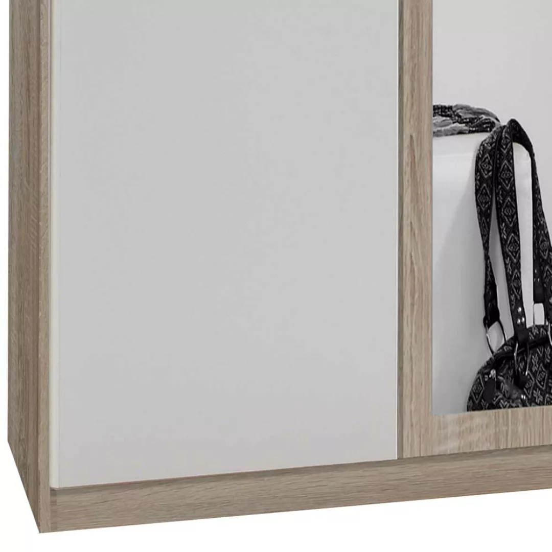 Gästezimmer Kleiderschrank mit Spiegeltür Eiche Sägerau und Weiß günstig online kaufen