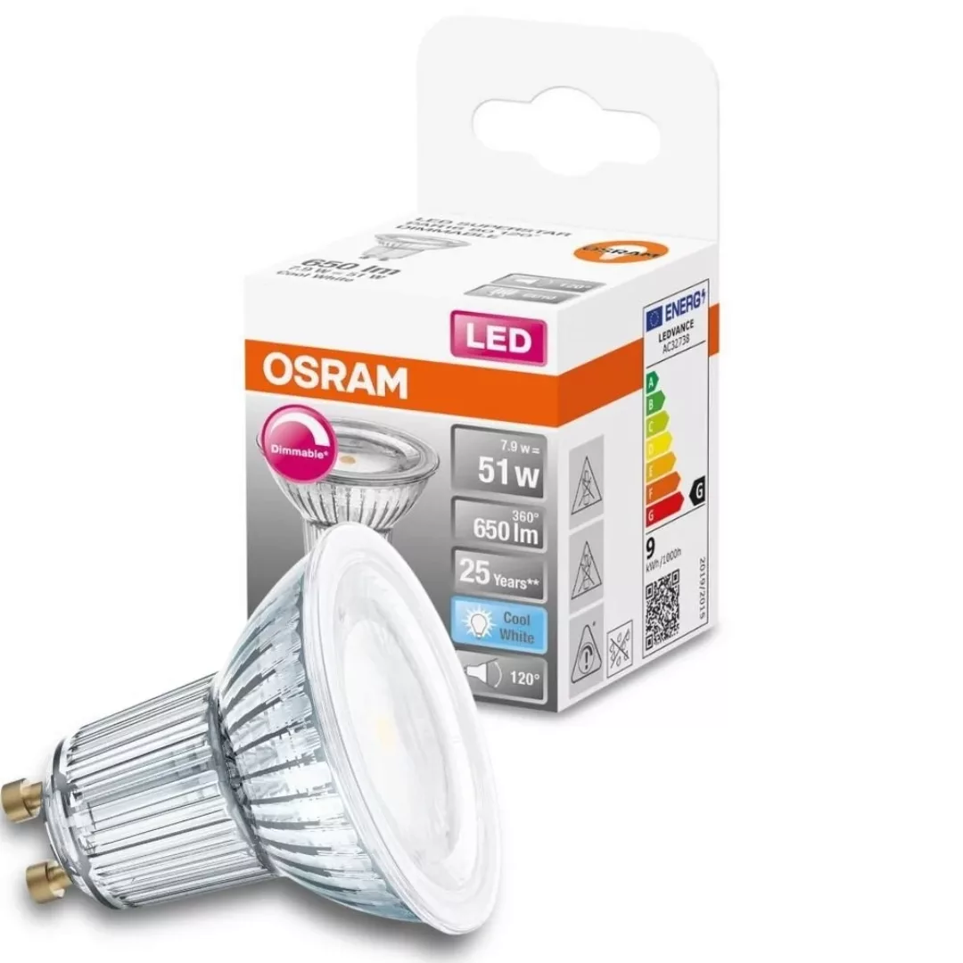 Osram LED Lampe ersetzt 51W Gu10 Reflektor - Par16 in Transparent 7,9W 650l günstig online kaufen