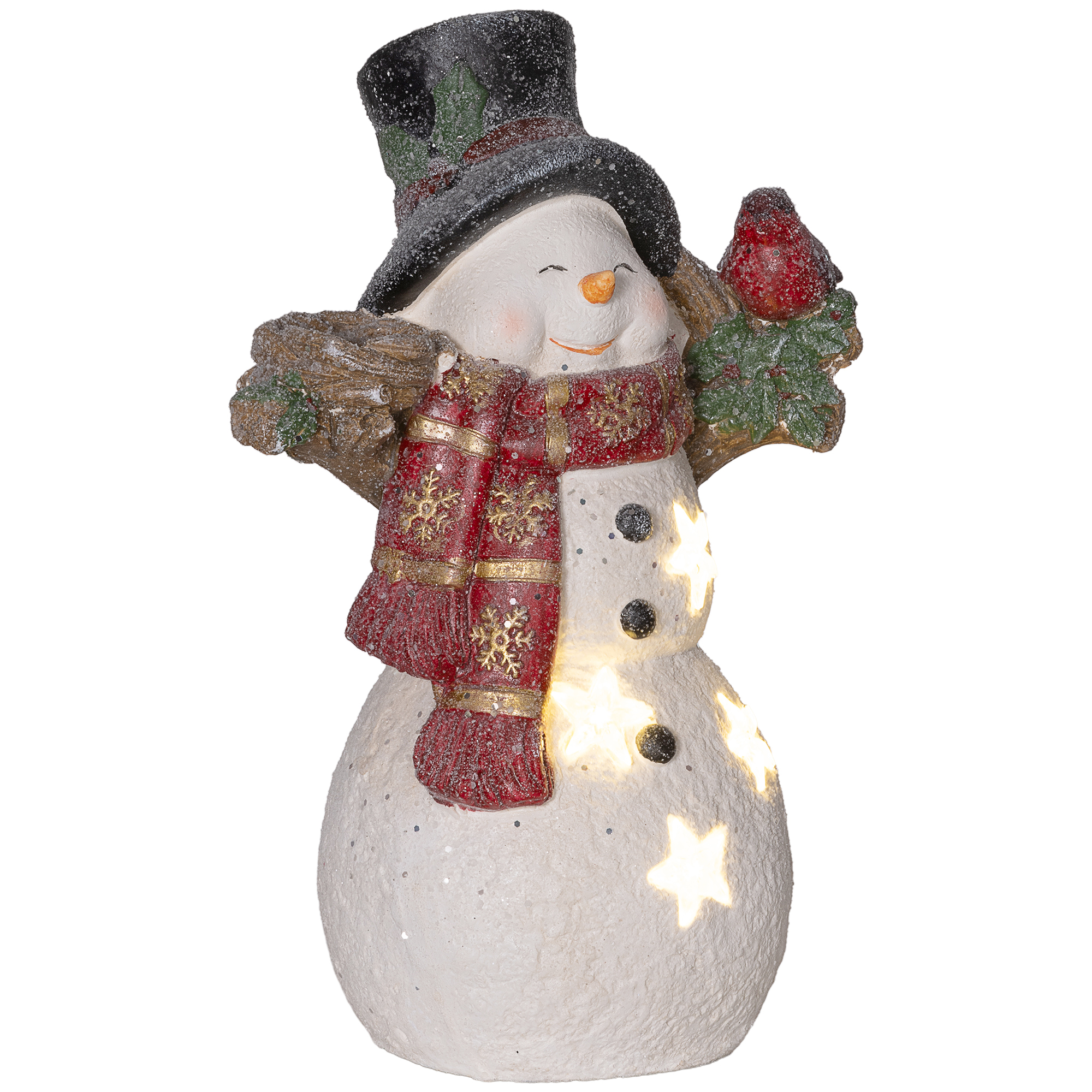 HOMCOM Weihnachtsdeko Figur, Schneemann mit Schals, Hüte und Vögel, 38 cm W günstig online kaufen