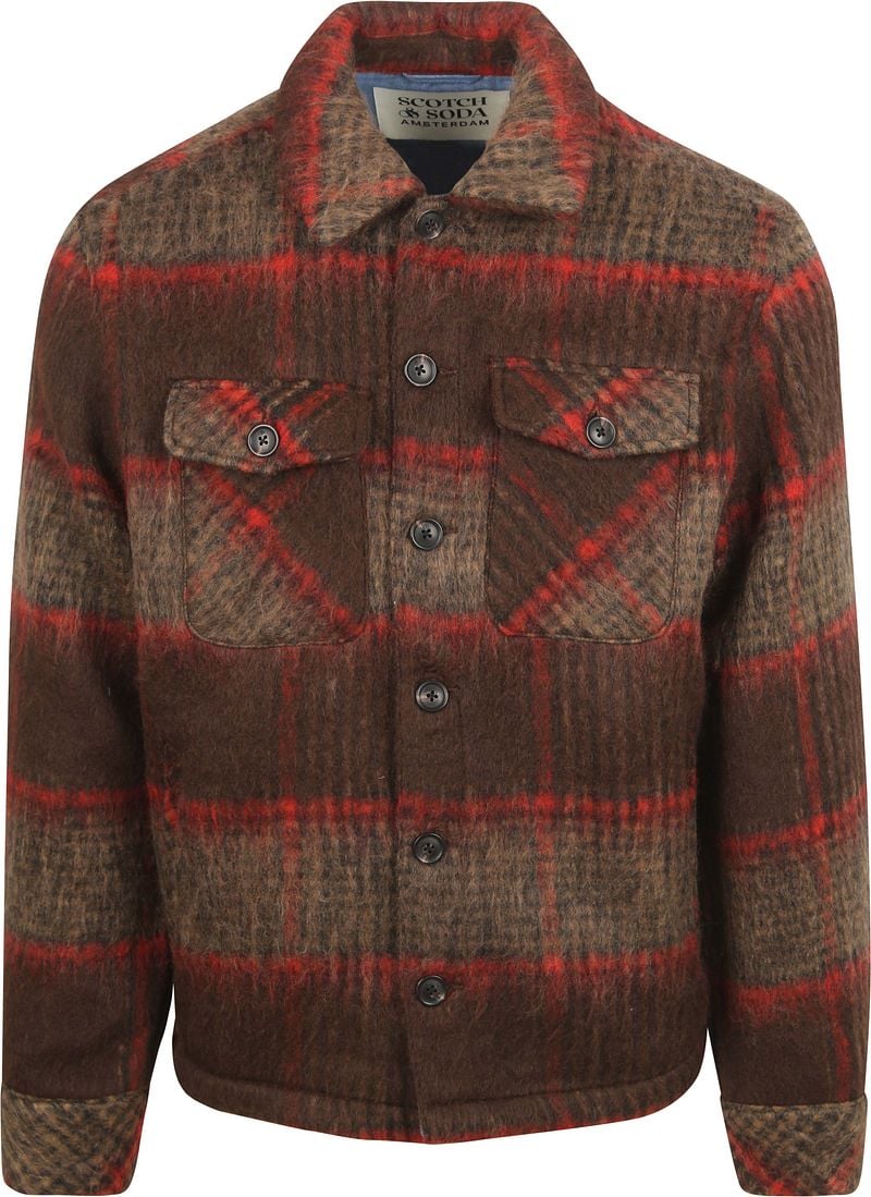 Scotch & Soda Hemdjacke Brushed Wool Karos Braun - Größe M günstig online kaufen