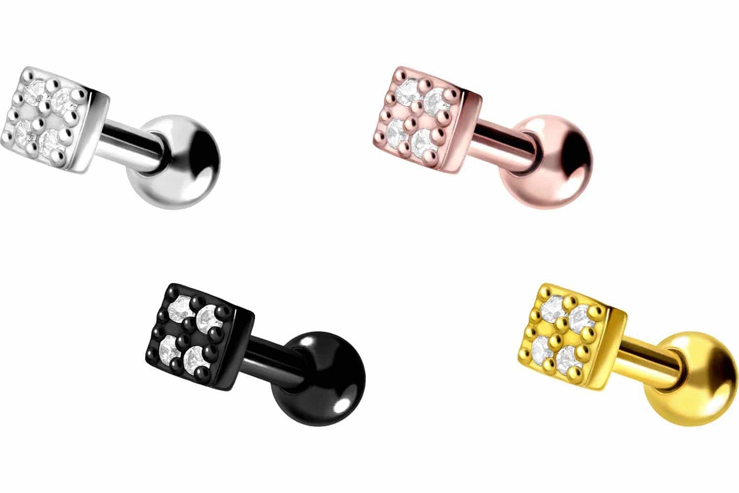 PIERCINGLINE Piercing-Set Chirurgenstahl Ohrpiercing QUADRAT + günstig online kaufen