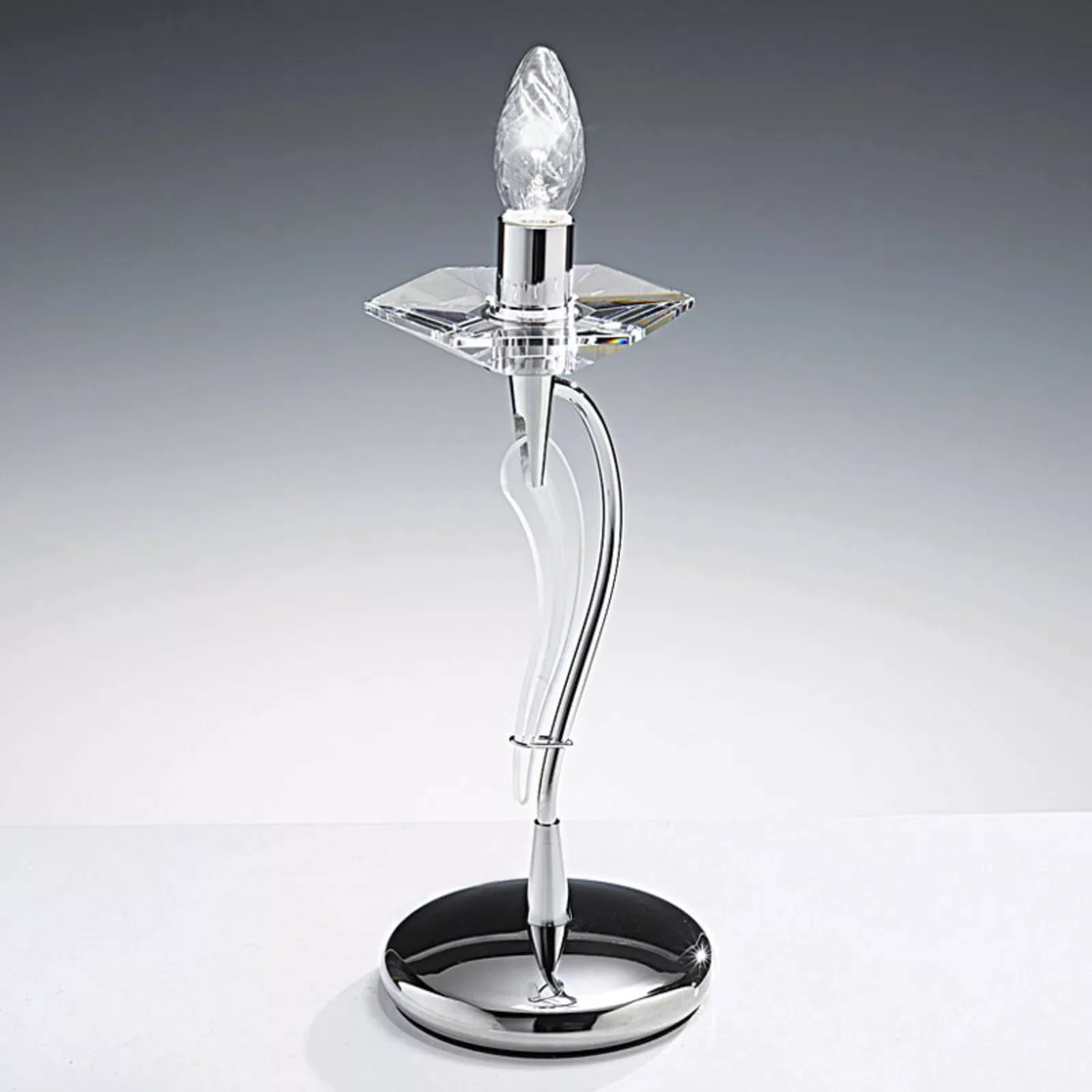 Tischleuchte Icaro mit Kristallglas, chrom günstig online kaufen