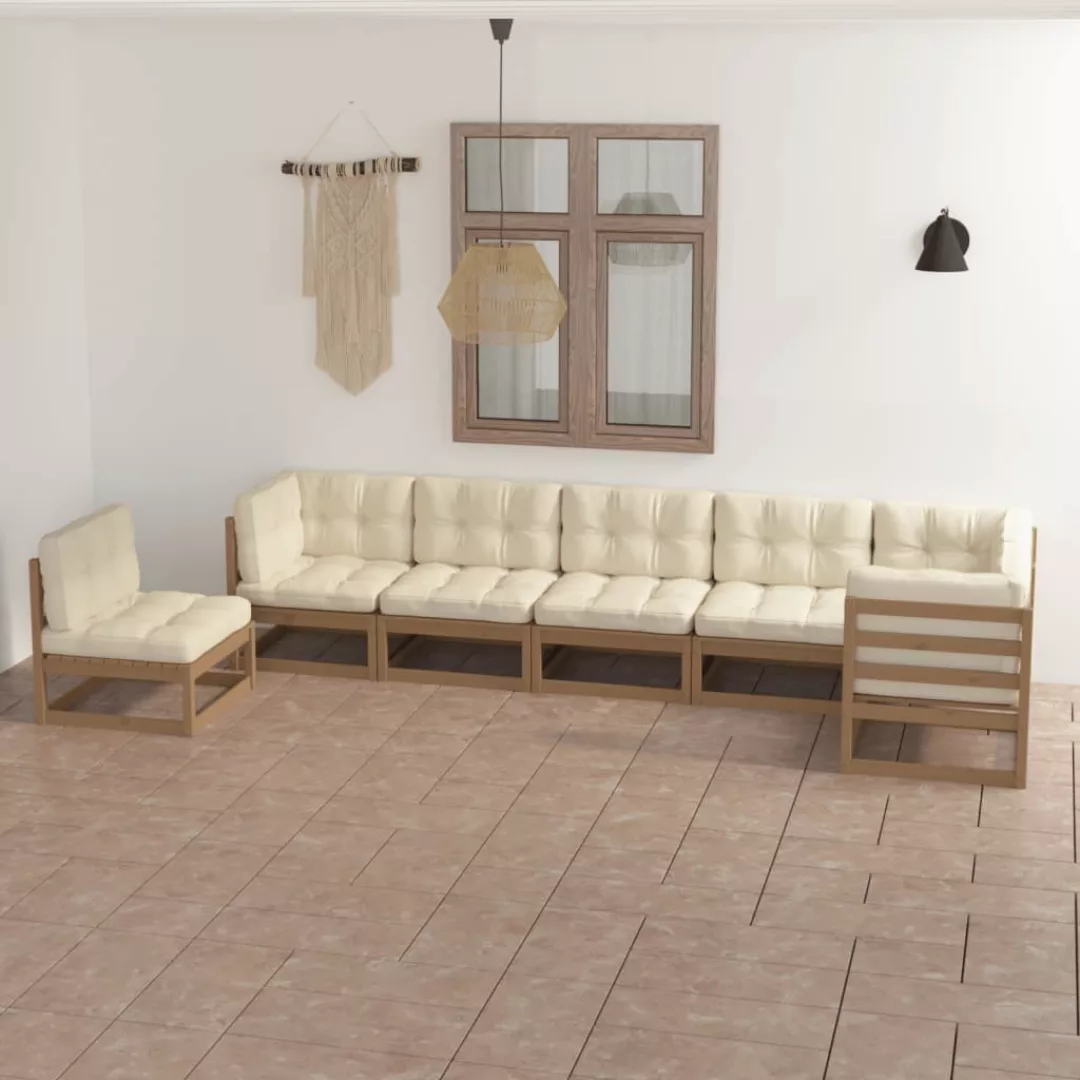 7-tlg. Garten-lounge-set Mit Kissen Kiefer Massivholz günstig online kaufen