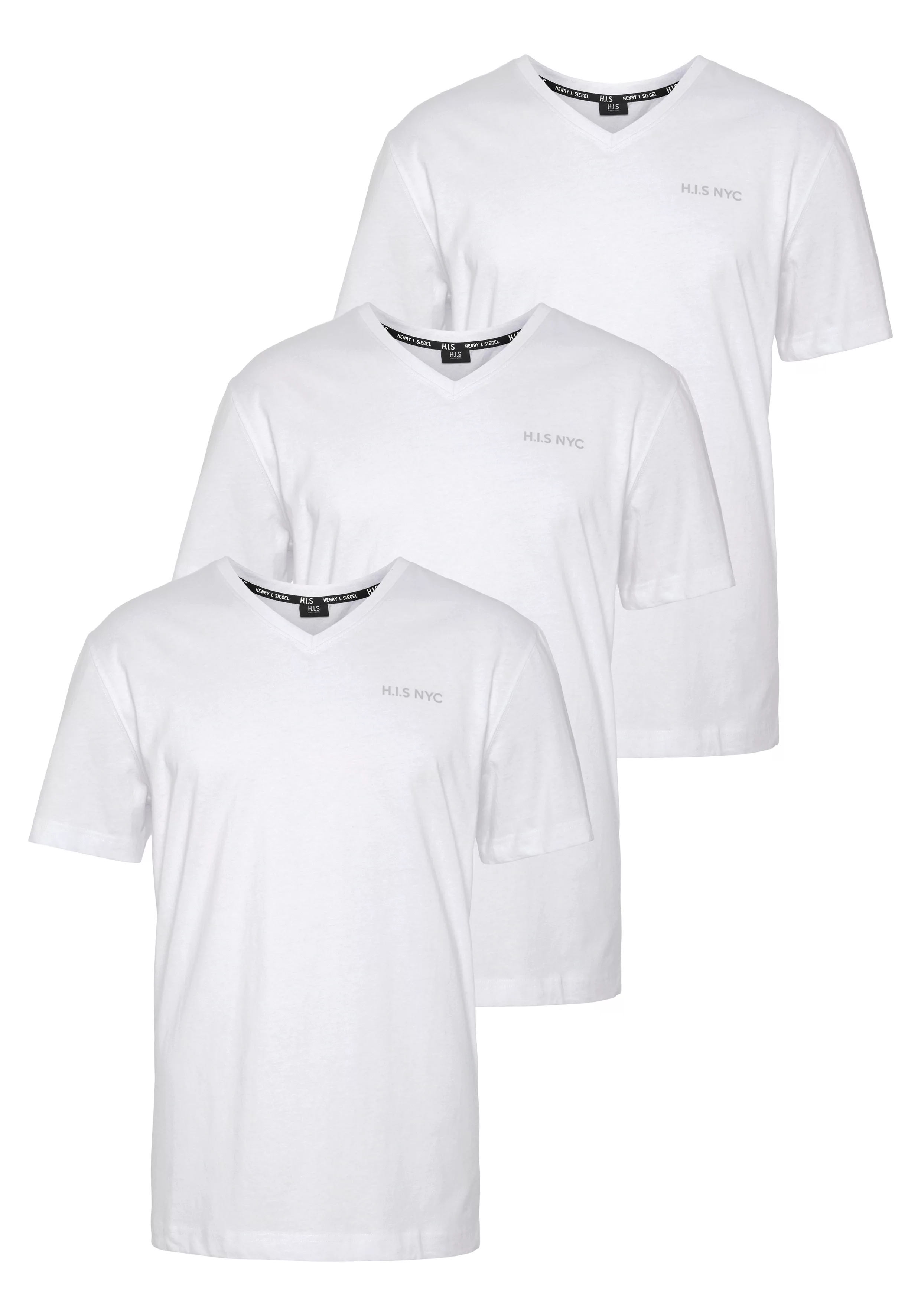 H.I.S V-Shirt (3-er Pack) mit kleinem Brustprint günstig online kaufen