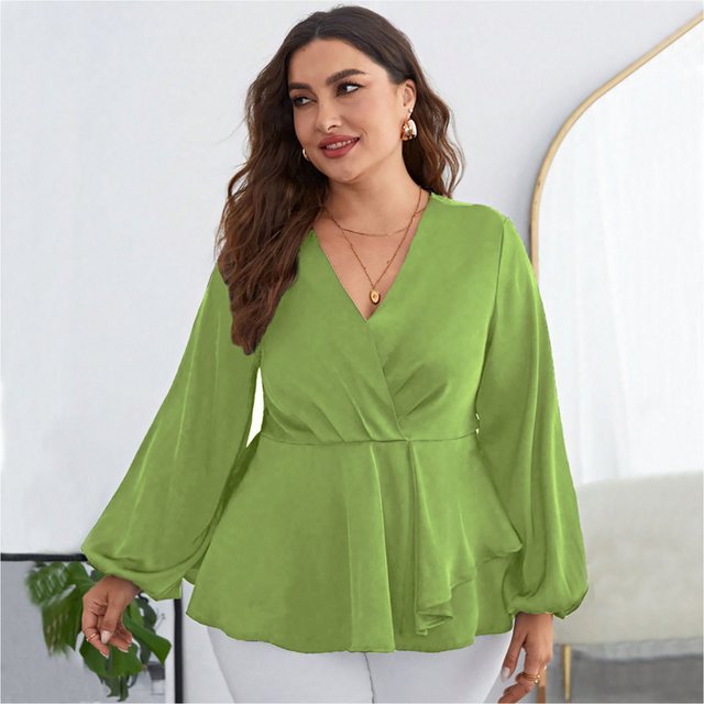 Zoclack Blusentop Damen Top mit V-Ausschnitt und Puffärmel Bluse mit Modisc günstig online kaufen