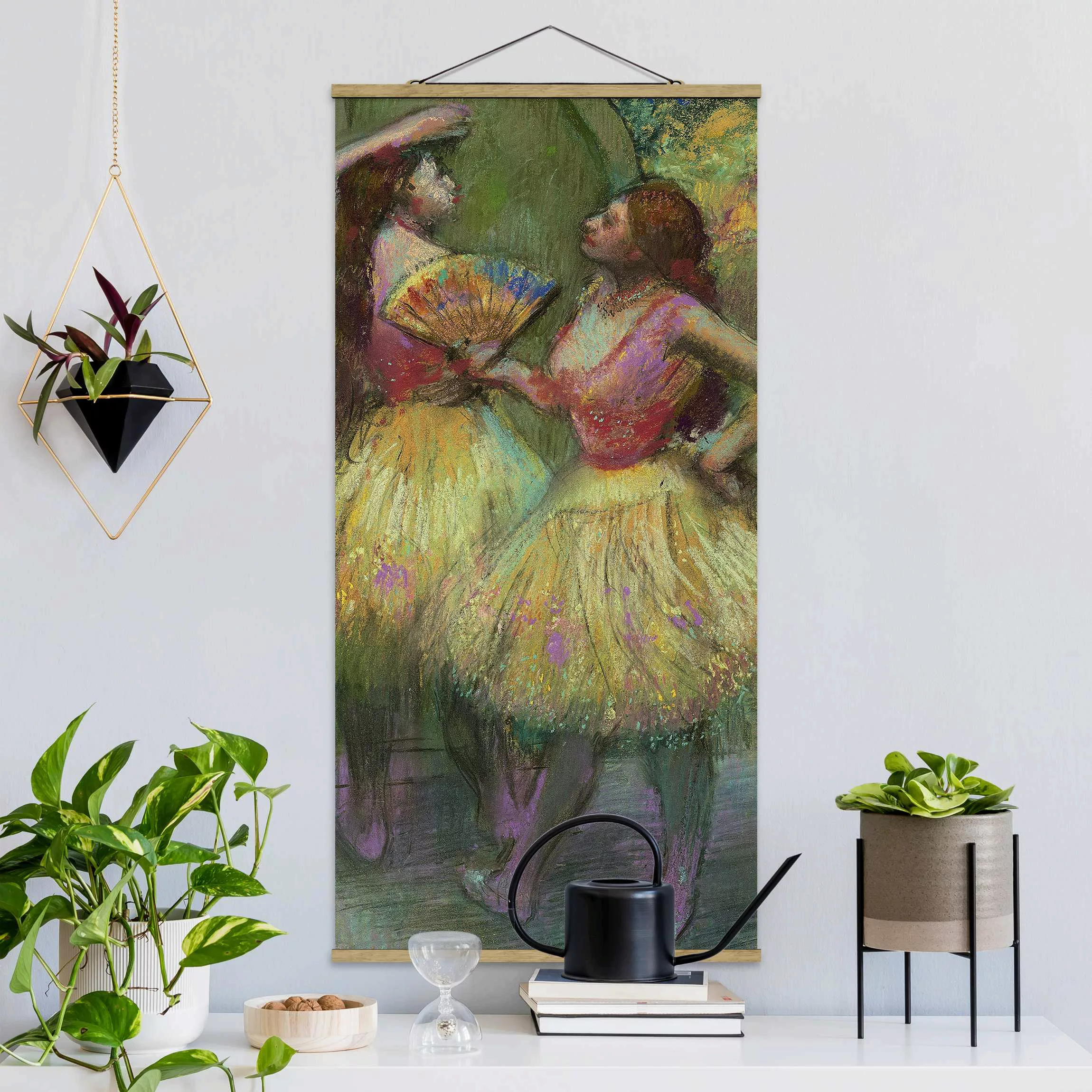 Stoffbild Kunstdruck mit Posterleisten - Hochformat Edgar Degas - Zwei Tänz günstig online kaufen