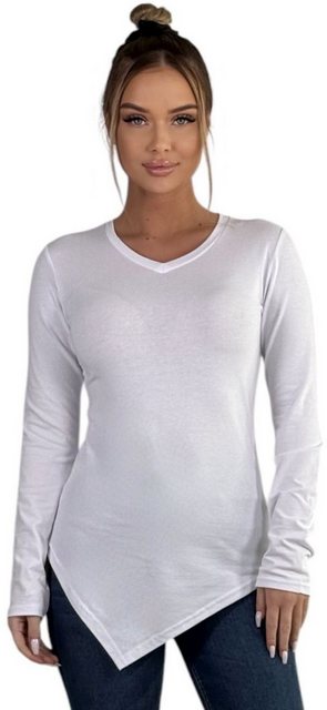 Mississhop Langarmshirt Elegantes Asymmetrisches Longshirt Baumwolle M.Kali günstig online kaufen