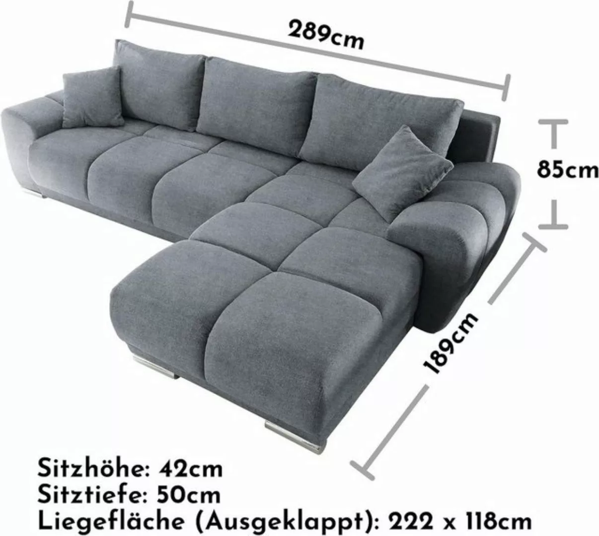 freiraum Ecksofa ANTON, li/re montierbar, Schlaffunktion, anthrazit - 289x8 günstig online kaufen