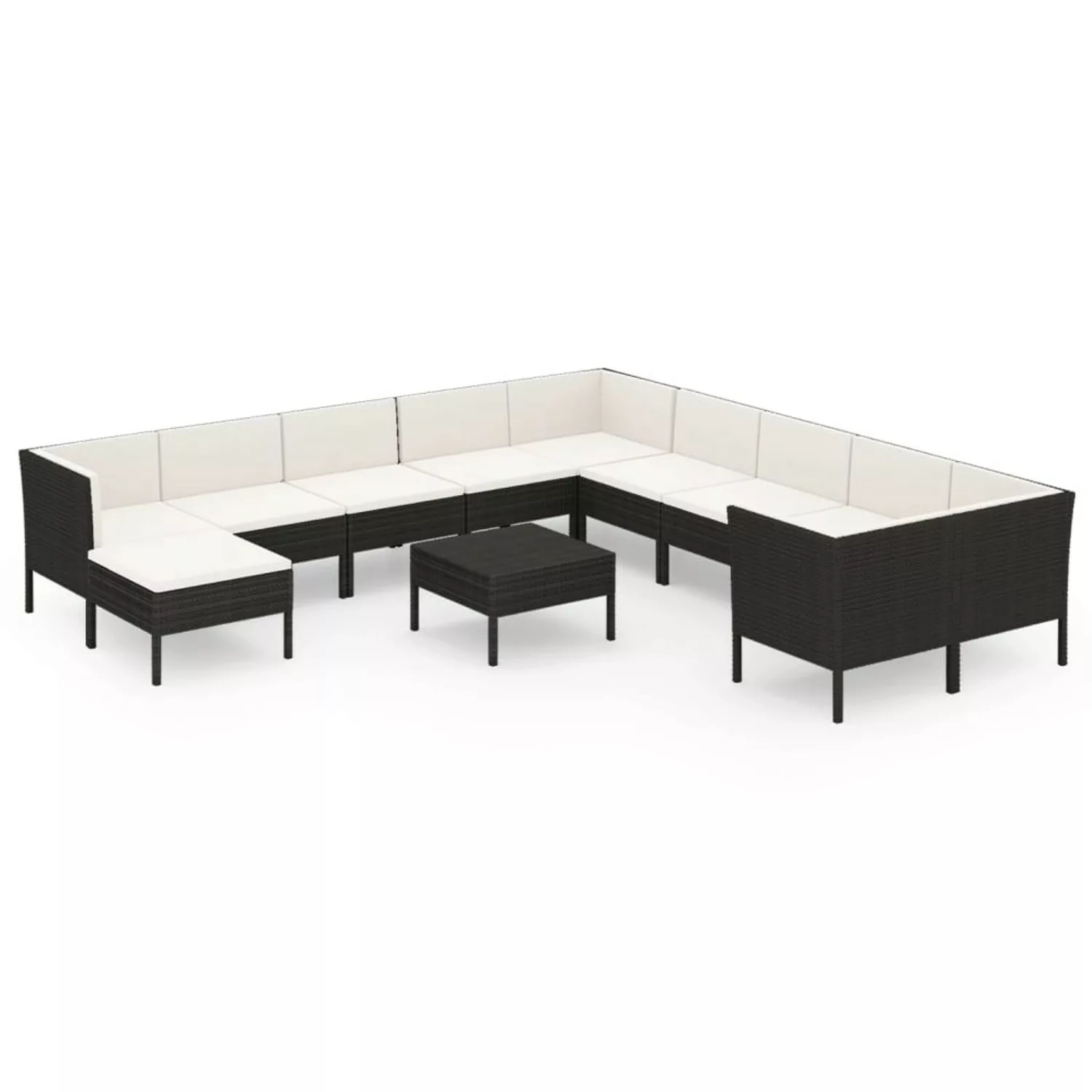 12-tlg. Garten-lounge-set Mit Auflagen Poly Rattan Schwarz günstig online kaufen