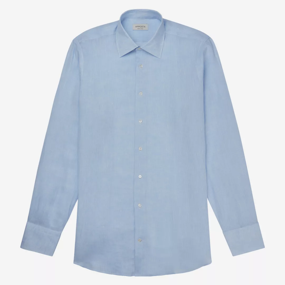 Hemd  einfarbig  hellblau leinen leinwandbindung, kragenform  niedriger spi günstig online kaufen