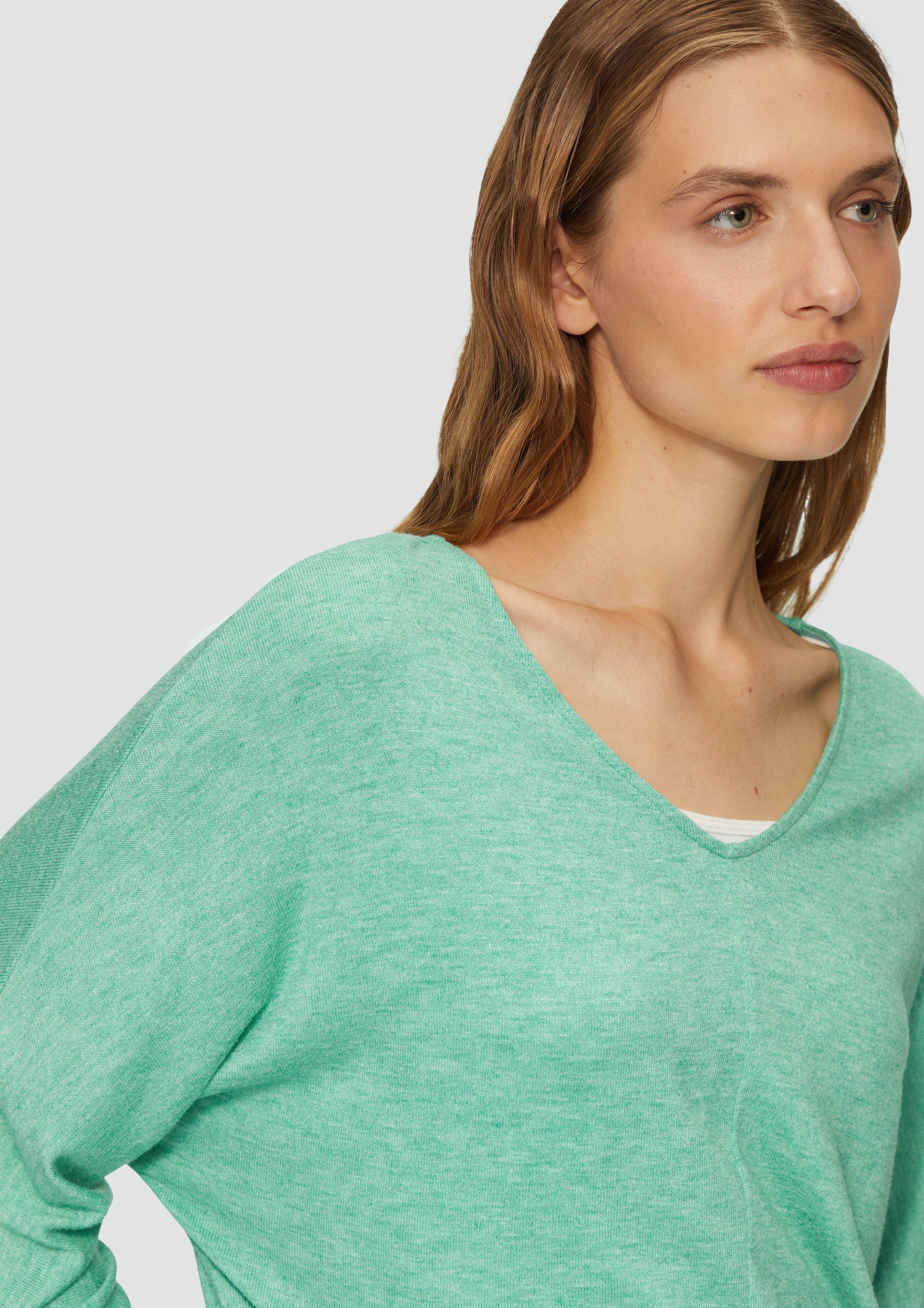 s.Oliver Langarmshirt Meliertes Langarmshirt mit Fledermausärmeln günstig online kaufen