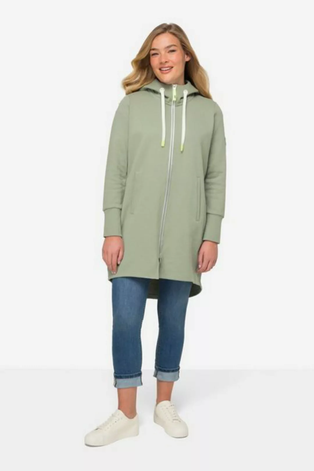 Laurasøn Sweatjacke Sweatjacke lang geschnitten Kapuze Langarm günstig online kaufen