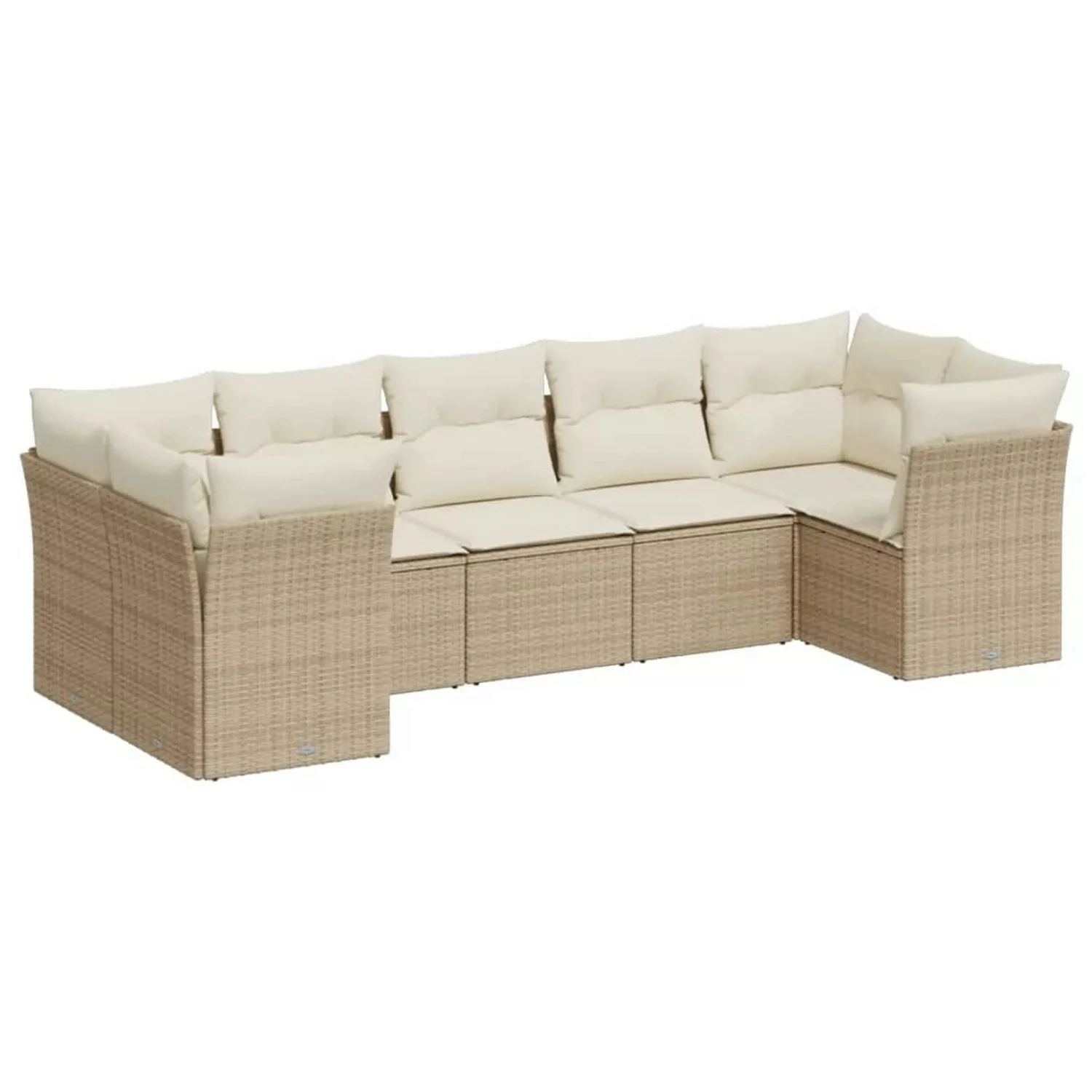 vidaXL 7-tlg Garten-Sofagarnitur mit Kissen Beige Poly Rattan Modell 121 günstig online kaufen