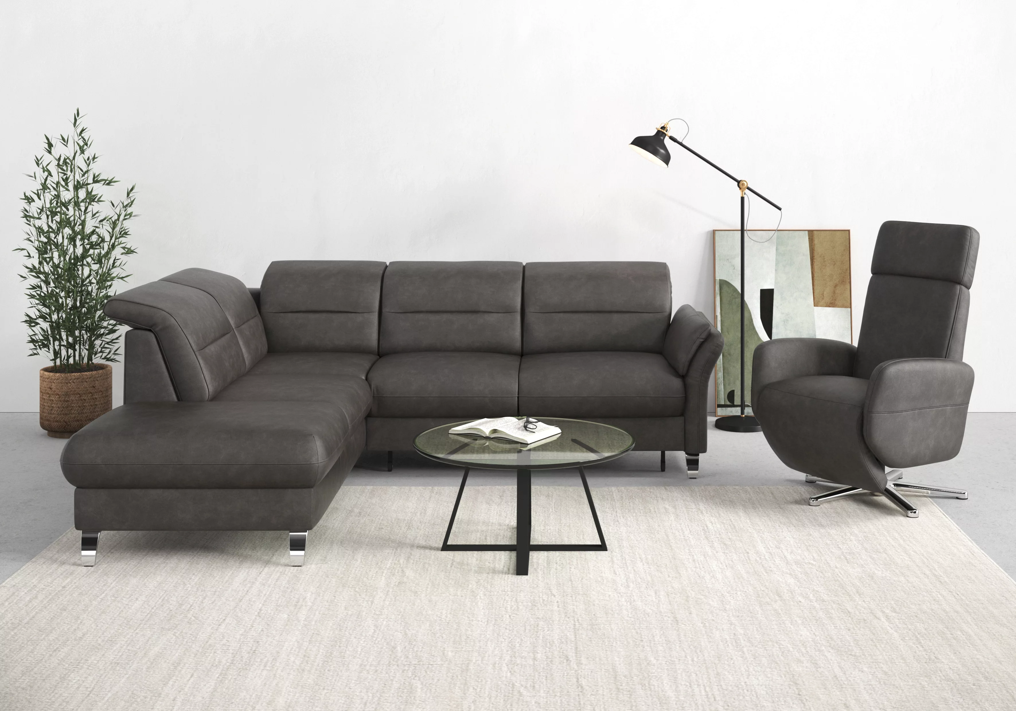 sit&more Ecksofa "Grenoble L-Form mit Federkern", wahlweise mit Bettfunktio günstig online kaufen
