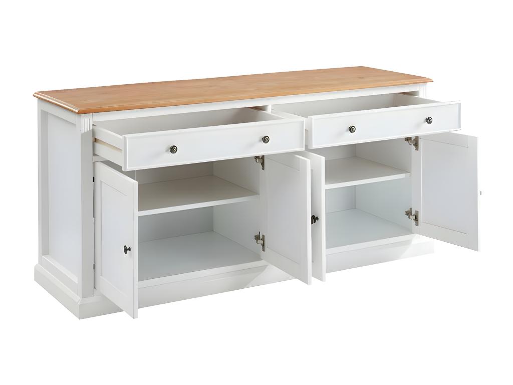 Sideboard mit 4 Türen & 2 Schubladen - Kiefernholz - Weiß - HONFLEUR günstig online kaufen