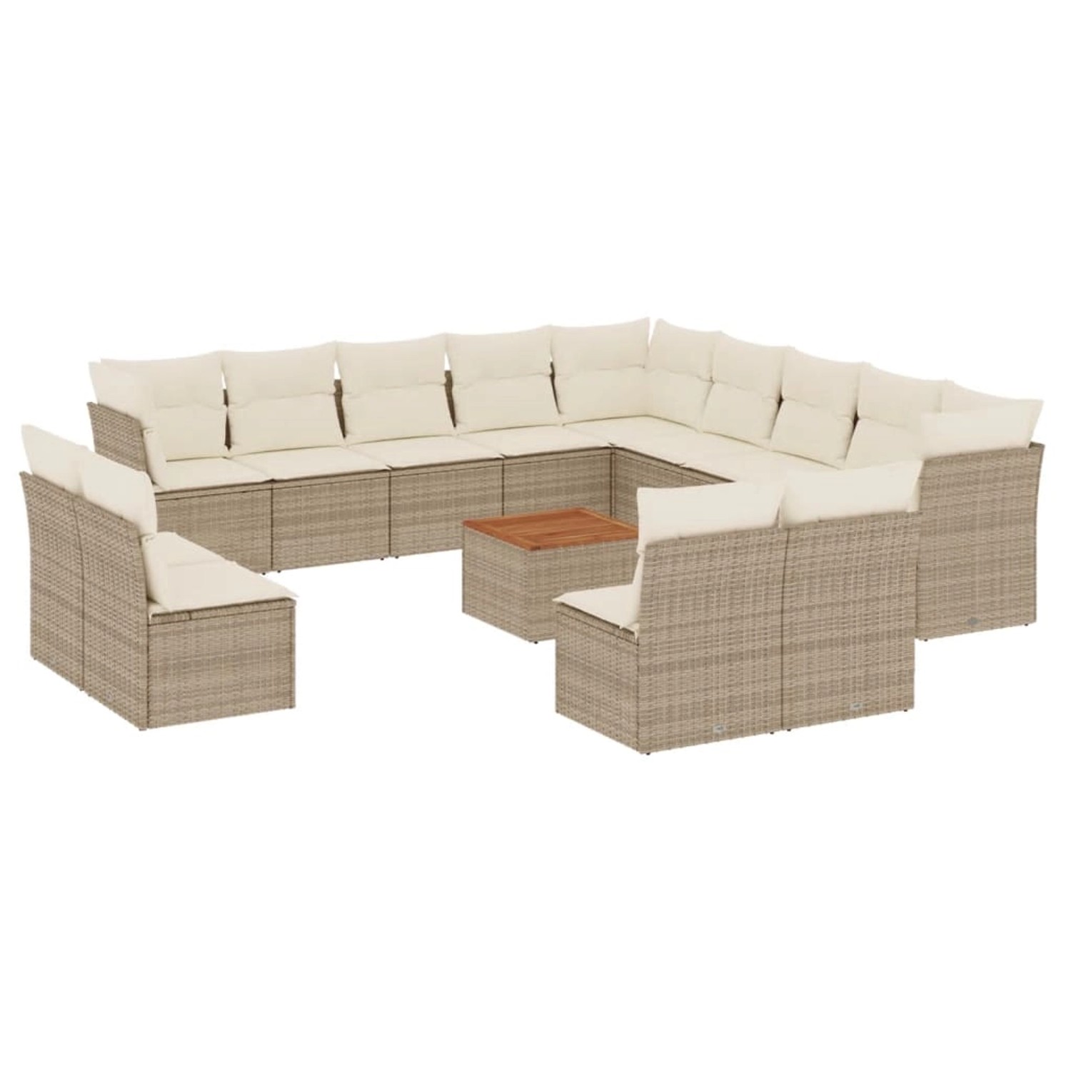 vidaXL 14-Tlg Garten-Sofagarnitur mit Kissen Beige Poly Rattan 3256268 günstig online kaufen