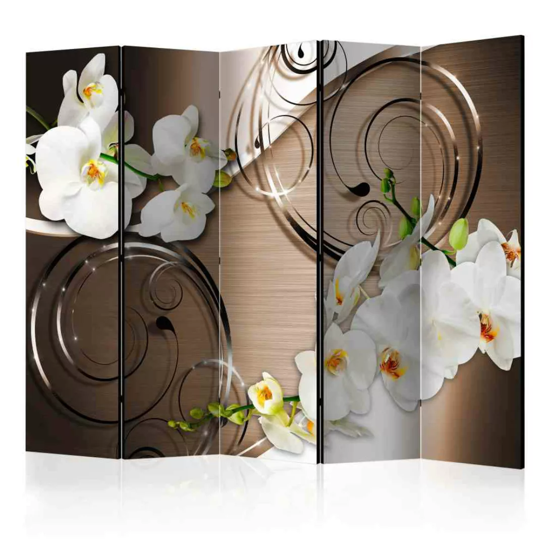 Motiv Paravent mit weißer Orchidee 5-teilig günstig online kaufen