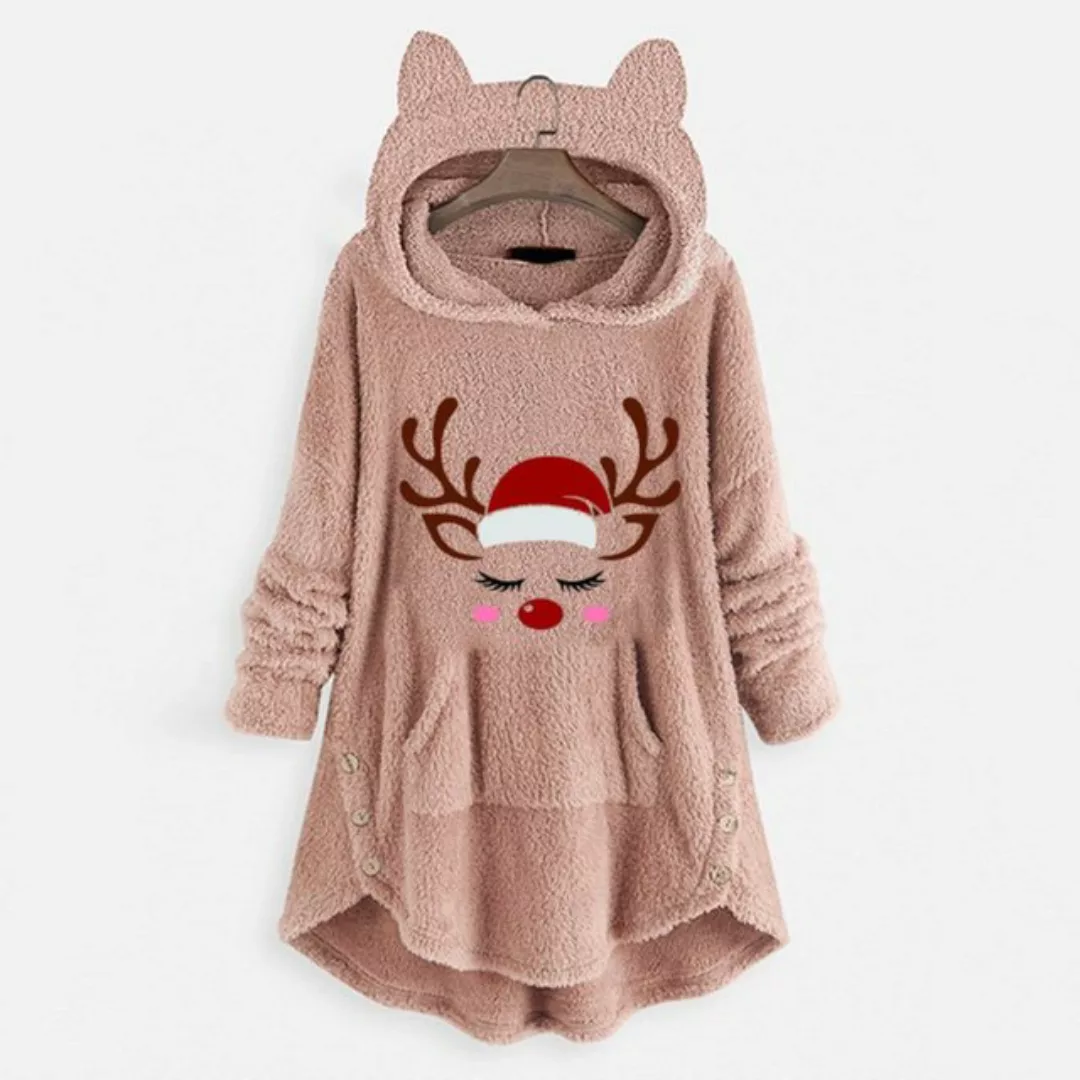 Juoungle Kapuzenpullover Damen Winter Warm verdickter Weihnachtsmantel Lang günstig online kaufen