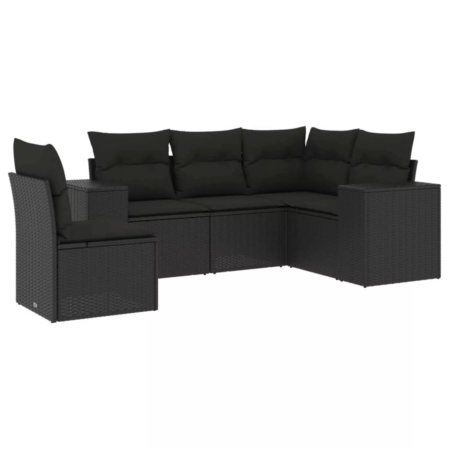 vidaXL 5-tlg Garten-Sofagarnitur mit Kissen Schwarz Poly Rattan Modell 135 günstig online kaufen