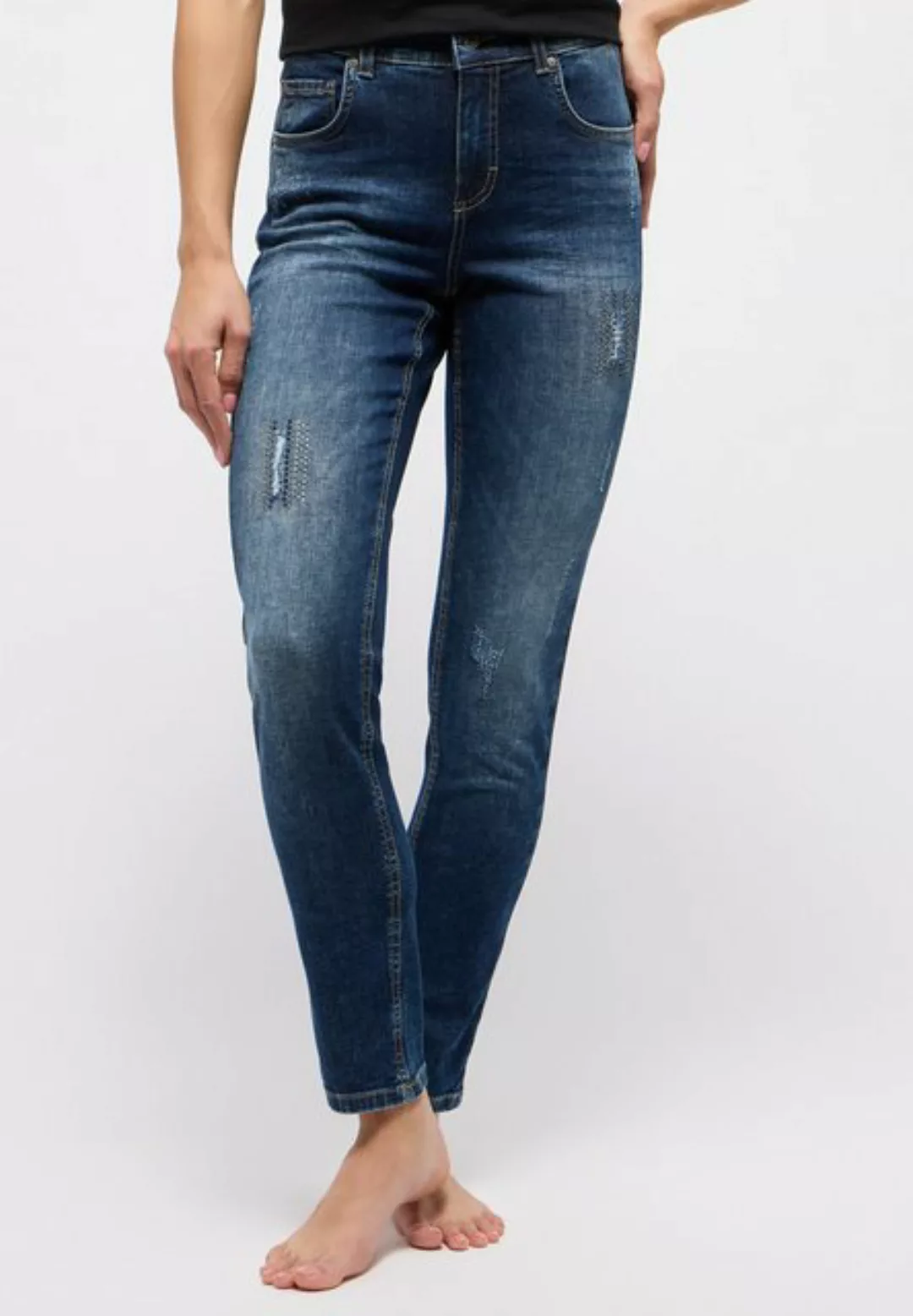 ANGELS 5-Pocket-Jeans Jeans Skinny Destroy Glam mit Ziersteinen günstig online kaufen