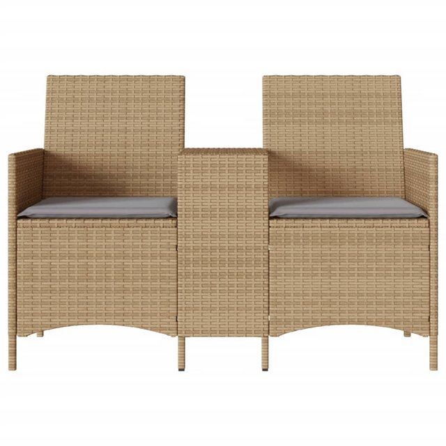 vidaXL Loungesofa Gartensofa 2-Sitzer mit Tisch und Kissen Beige Poly Ratta günstig online kaufen