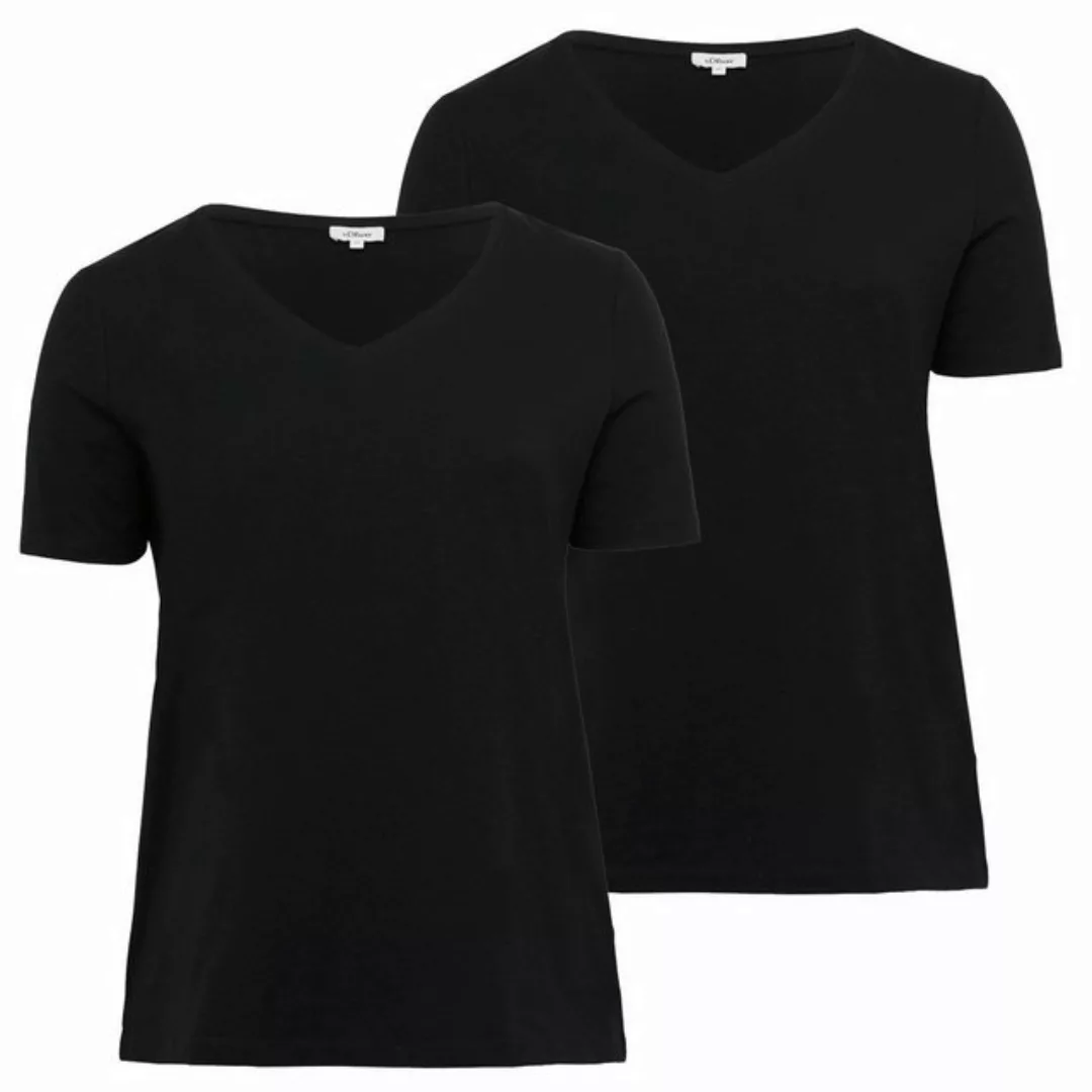 s.Oliver T-Shirt CURVE (2-tlg) V-Ausschnitt, kurzarm, Regular Fit günstig online kaufen