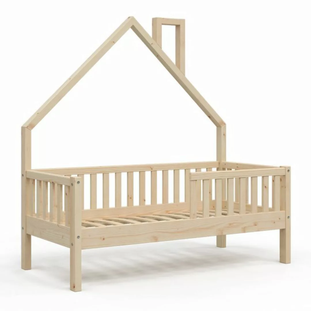 VitaliSpa® Hausbett Kinderbett Spielbett Noemi 70x140cm Natur Rausfallschut günstig online kaufen