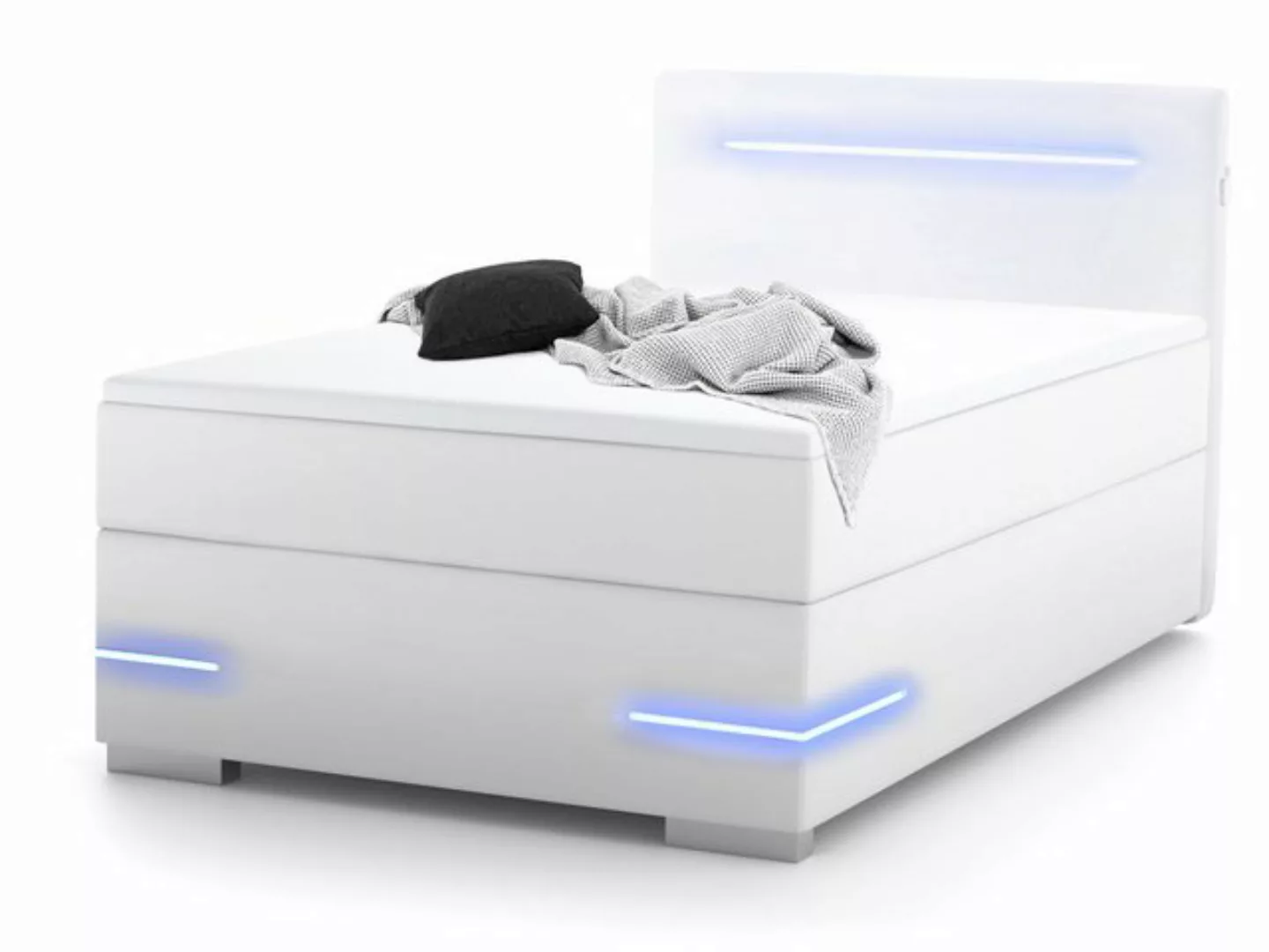 wonello Boxspringbett Dallas, mit LED-Beleuchtung, 2x USB-Anschluss und Top günstig online kaufen