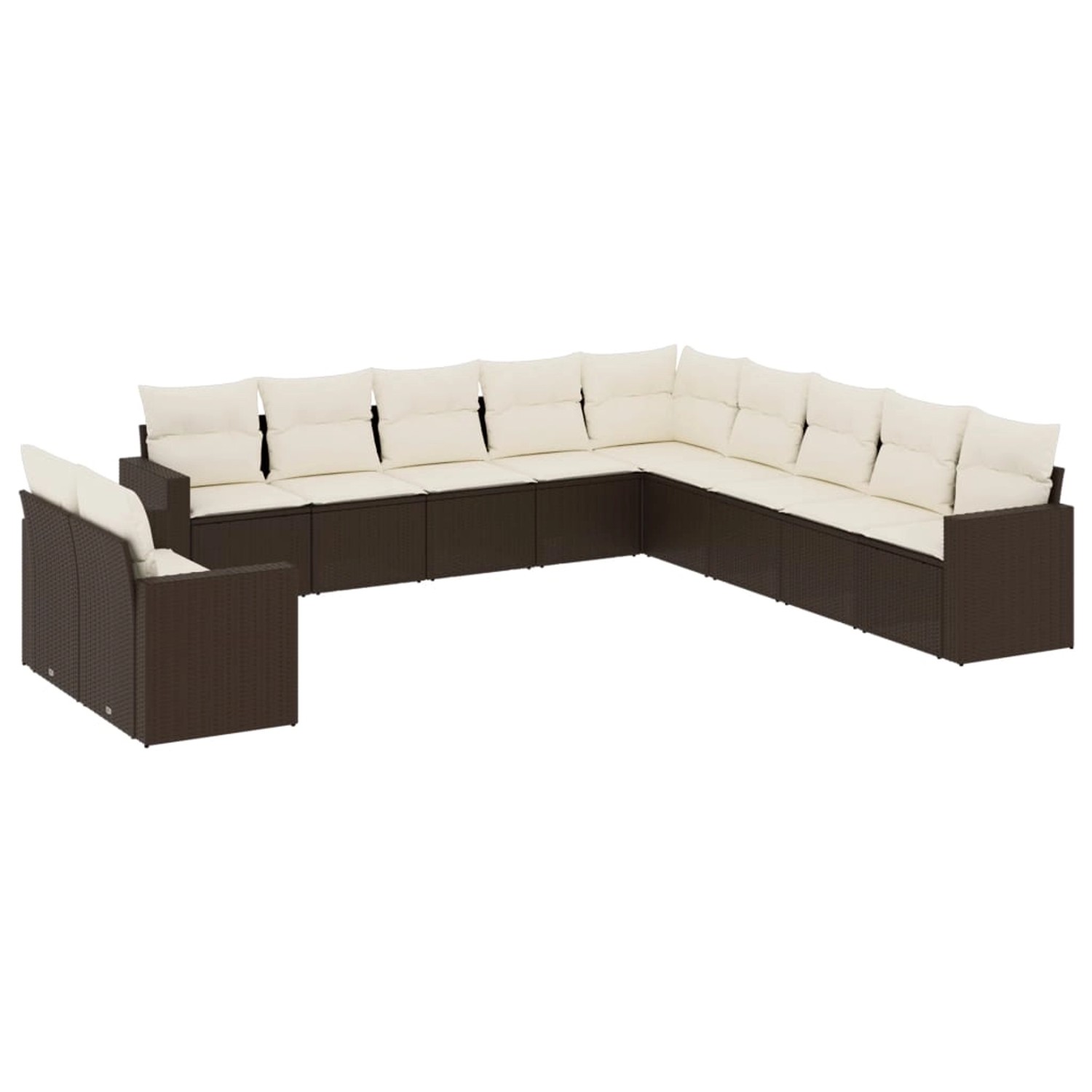 vidaXL 11-Tlg Garten-Sofagarnitur mit Kissen Braun Poly Rattan 3219183 günstig online kaufen