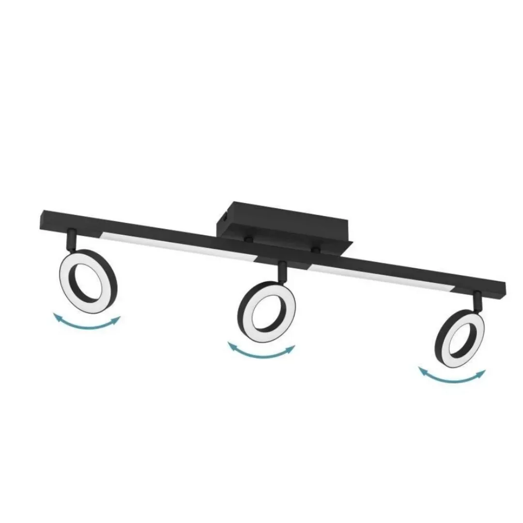 LED-Deckenspot Cardillio 2 schwarz mit drei Ringen günstig online kaufen