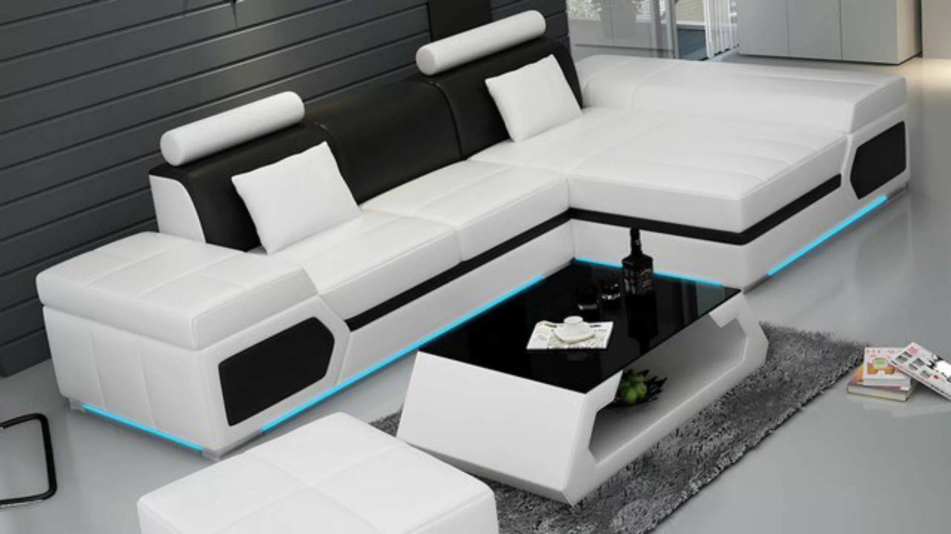 JVmoebel Ecksofa Ledersofa Sofa USB Wohnlandschaft Ecksofa Garnitur Couch D günstig online kaufen