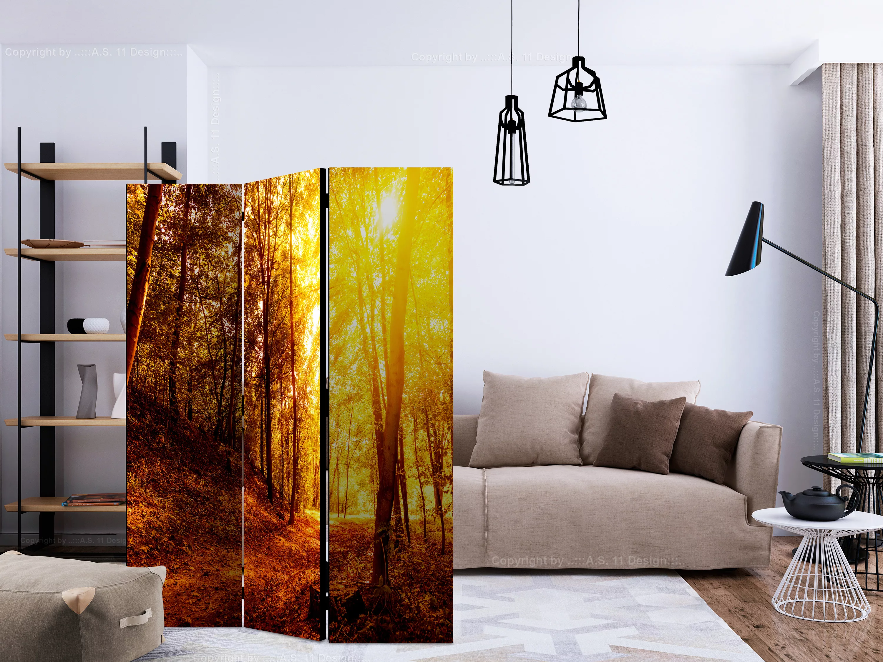 3-teiliges Paravent - Autumn Walk [room Dividers] günstig online kaufen