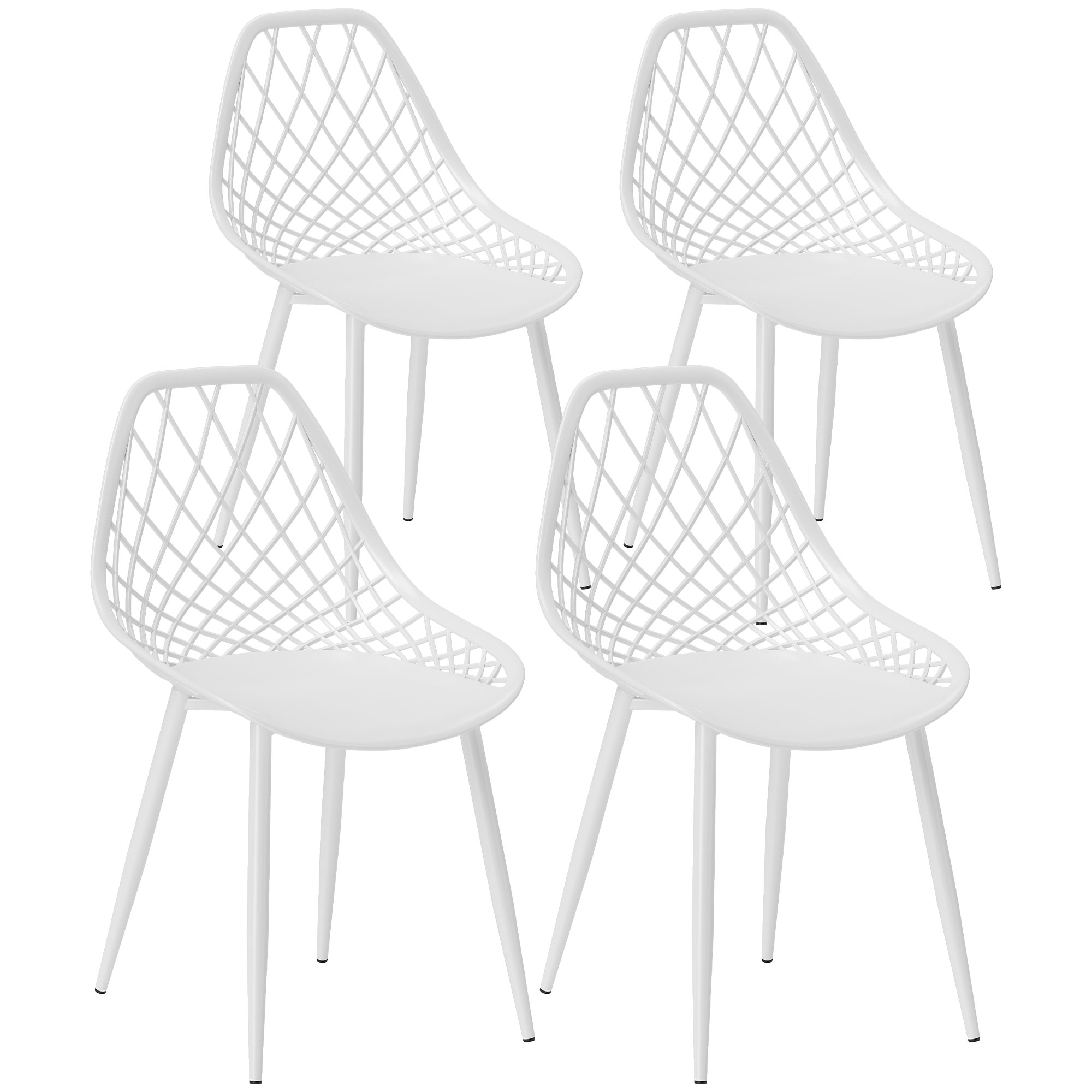 HOMCOM Set von 4 Esszimmerstühlen, Moderne Küchenstühle mit gewölbter und d günstig online kaufen