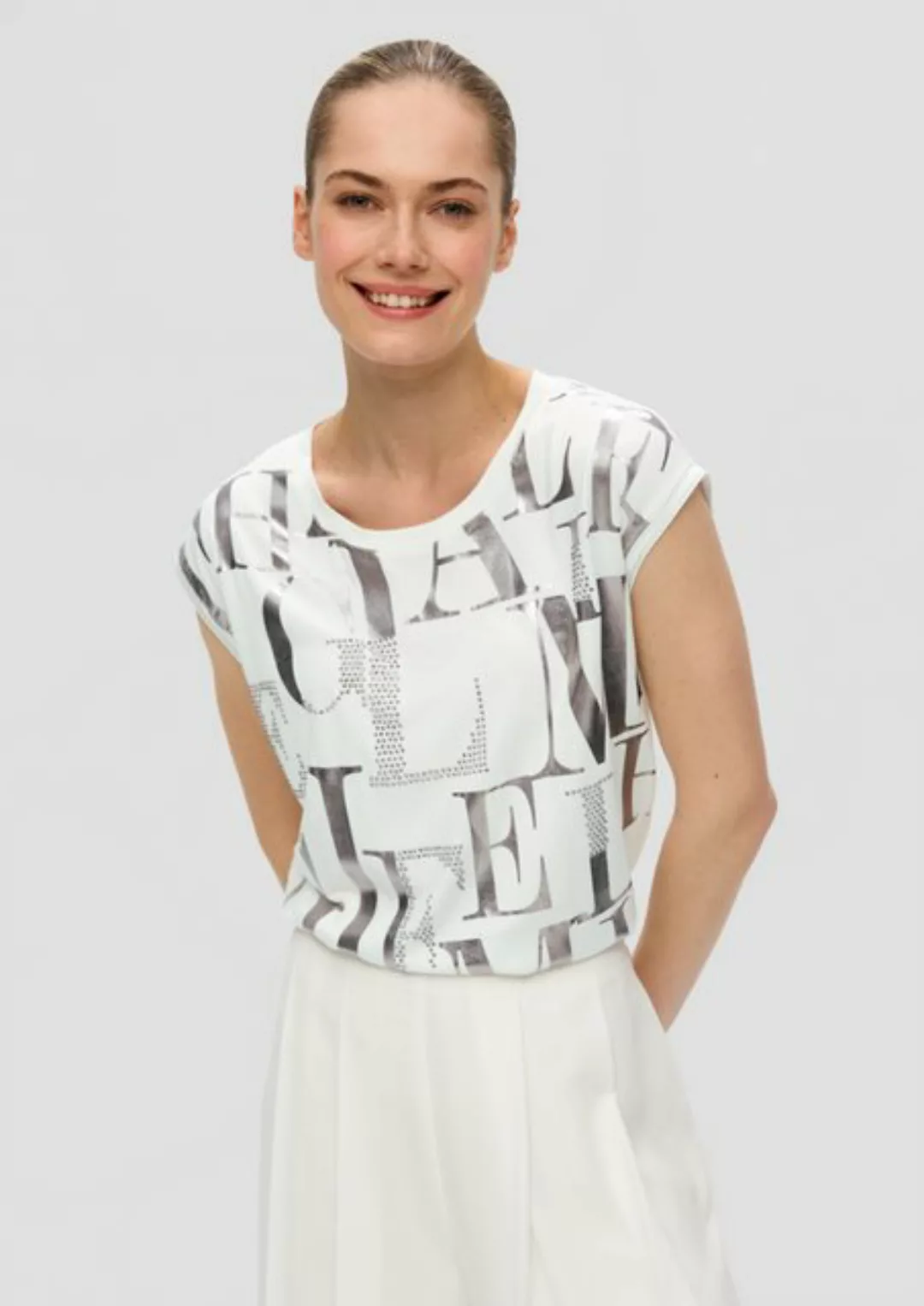 s.Oliver BLACK LABEL Shirttop T-Shirt mit glänzendem Folienprint günstig online kaufen