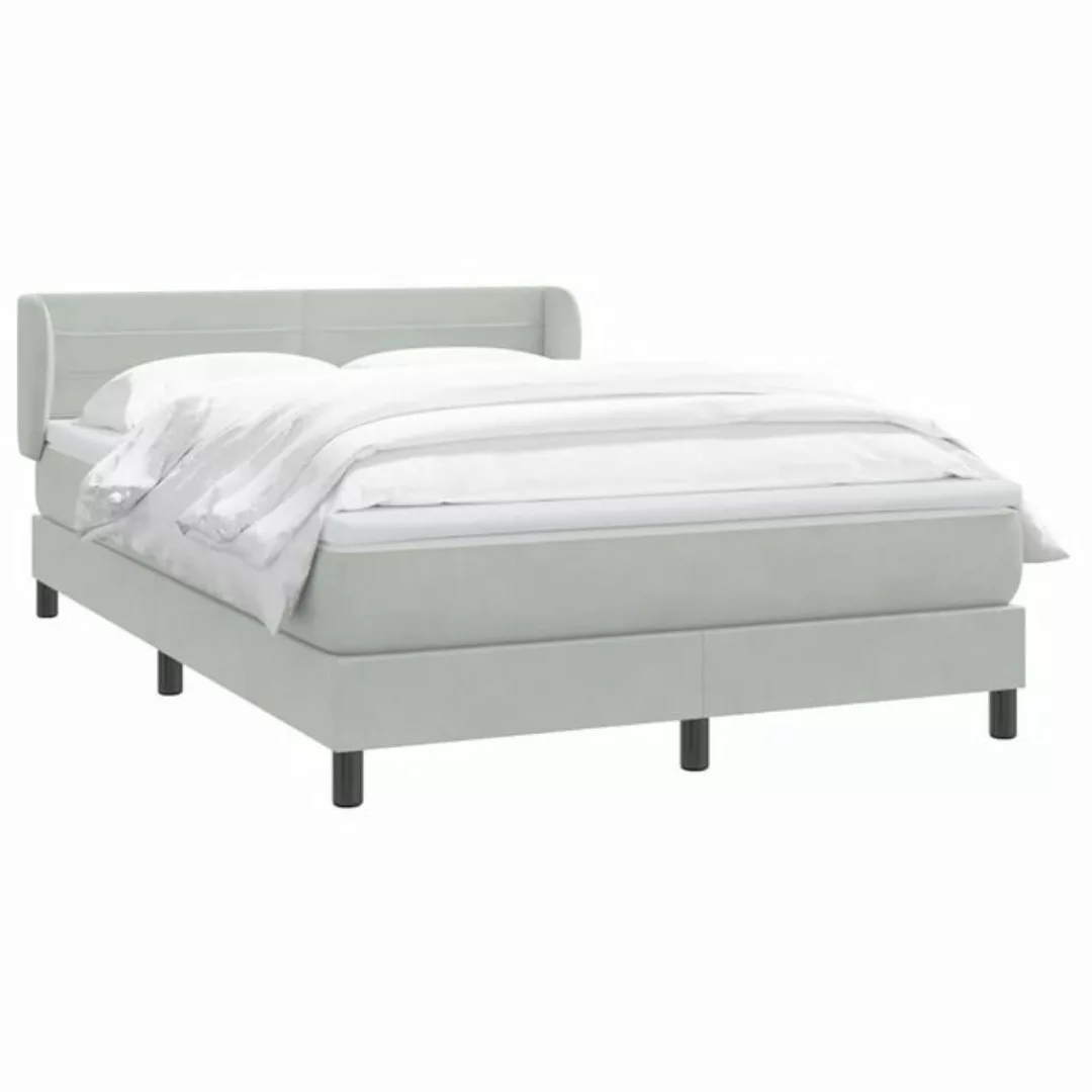 vidaXL Bett Boxspringbett mit Matratze Hellgrau 160x220 cm Samt günstig online kaufen