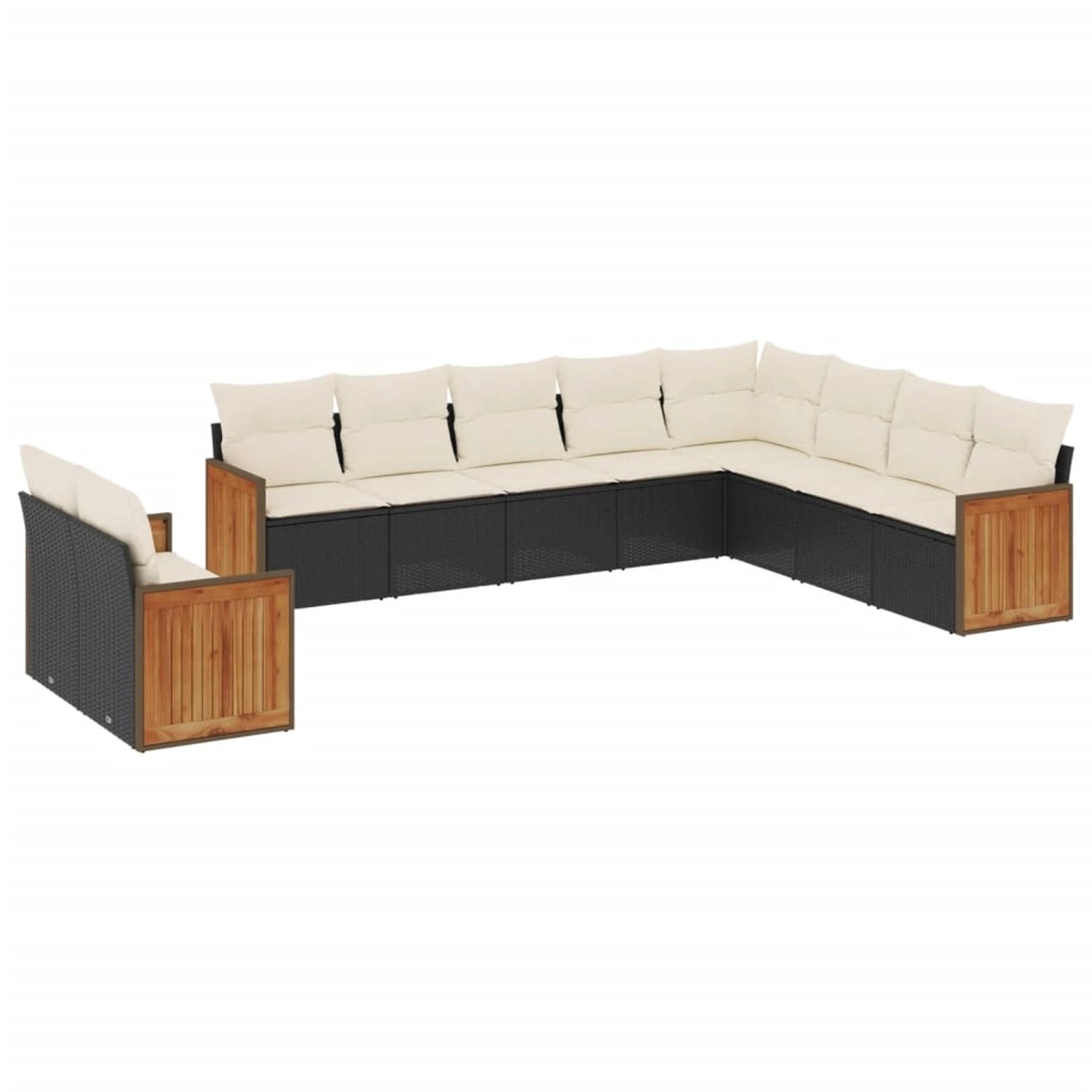 vidaXL 10-tlg Garten-Sofagarnitur mit Kissen Schwarz Poly Rattan Modell 129 günstig online kaufen