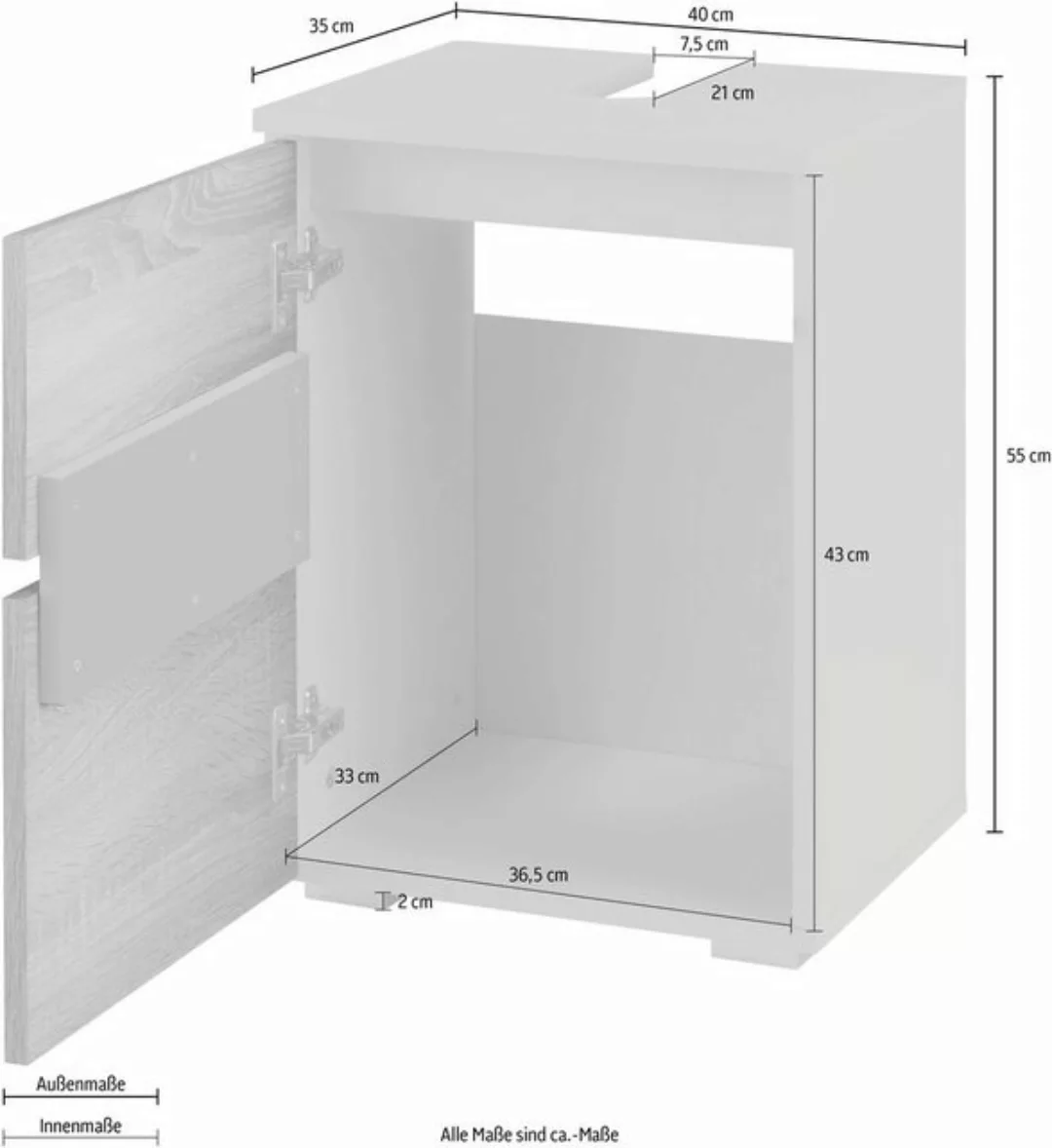 Home affaire Waschbeckenunterschrank Wisla Siphonausschnitt, Breite 40 cm, günstig online kaufen