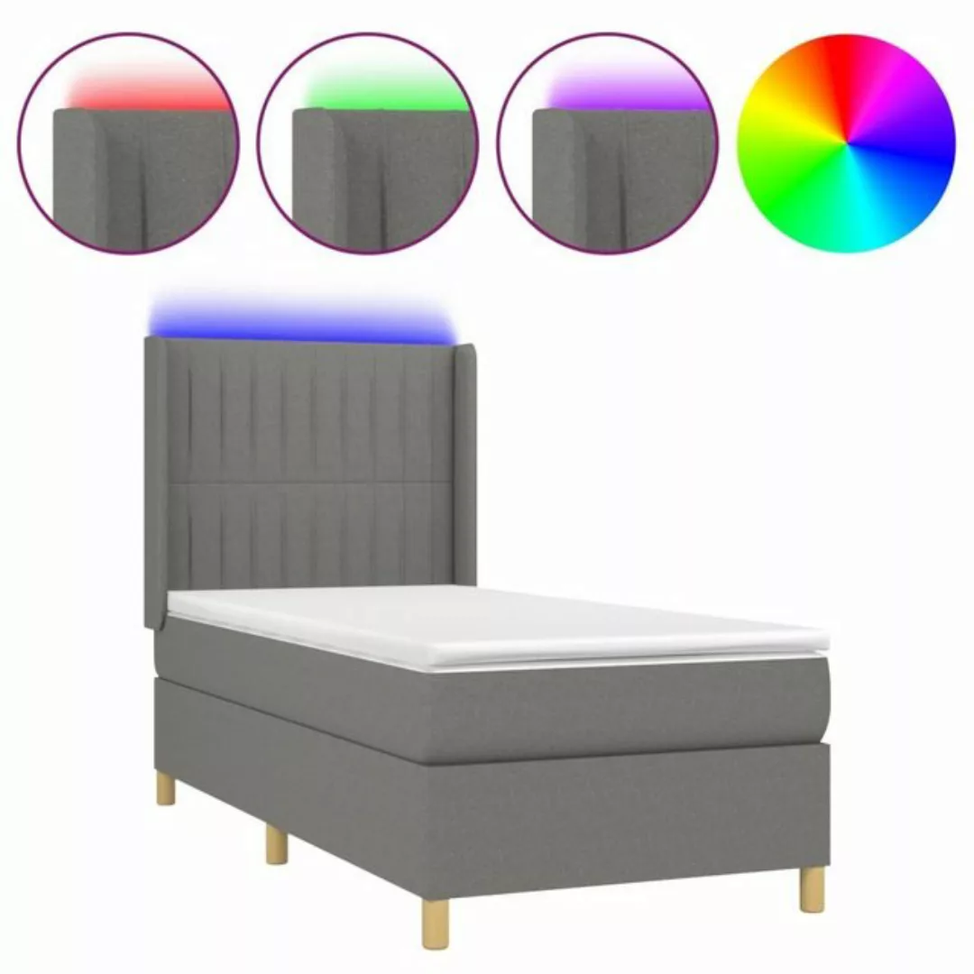 vidaXL Boxspringbett Boxspringbett mit Matratze LED Dunkelgrau 100x200 cm S günstig online kaufen