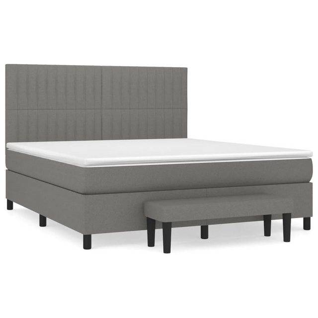 vidaXL Bettgestell Boxspringbett mit Matratze Dunkelgrau 180x200 cm Stoff B günstig online kaufen