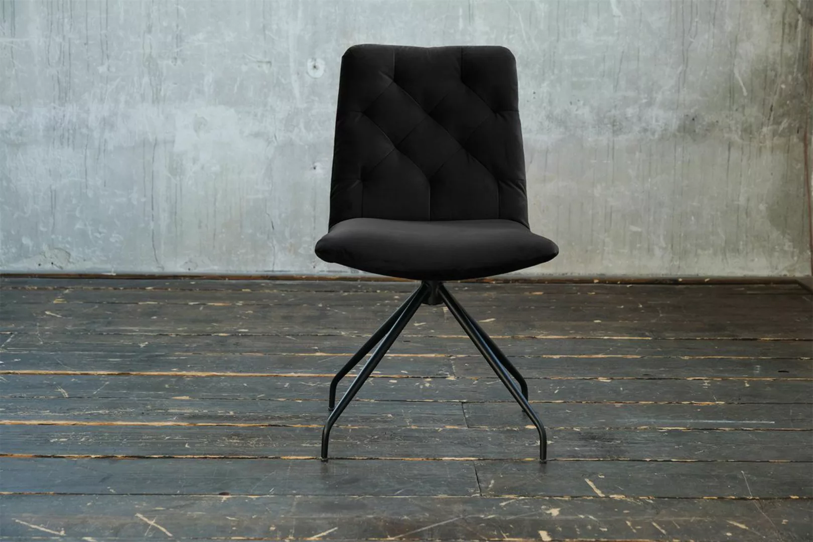 KAWOLA Stuhl NEW CHARME Drehstuhl Esszimmerstuhl Velvet schwarz günstig online kaufen