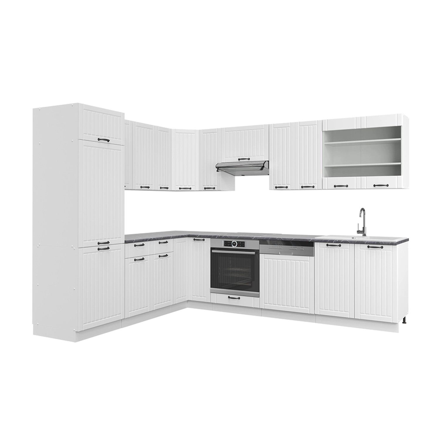 Vicco Winkelküche Fame-Line, Weiß Landhaus/Anthrazit, 227x287cm günstig online kaufen