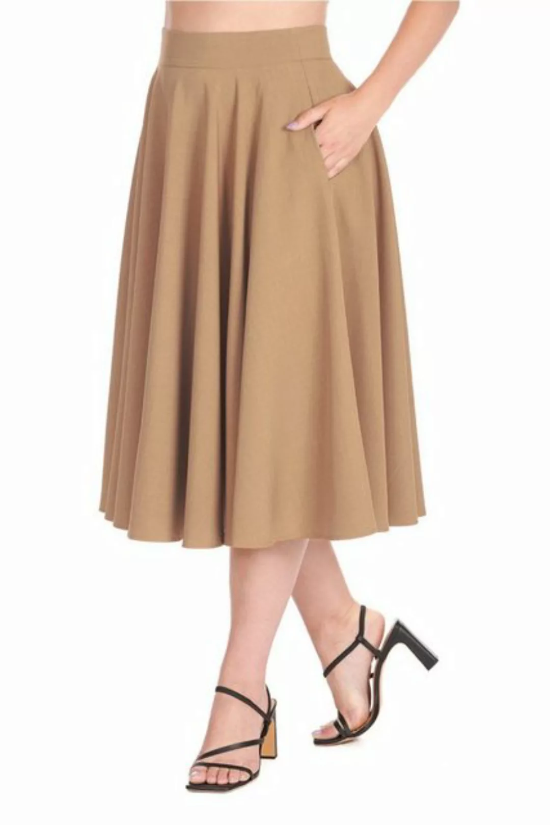 Banned A-Linien-Rock Sway Swing Tan Retro Vintage Skirt günstig online kaufen