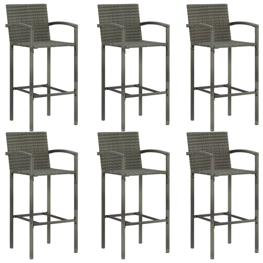 7-tlg. Garten-bar-set Mit Armlehnen Poly Rattan Grau günstig online kaufen