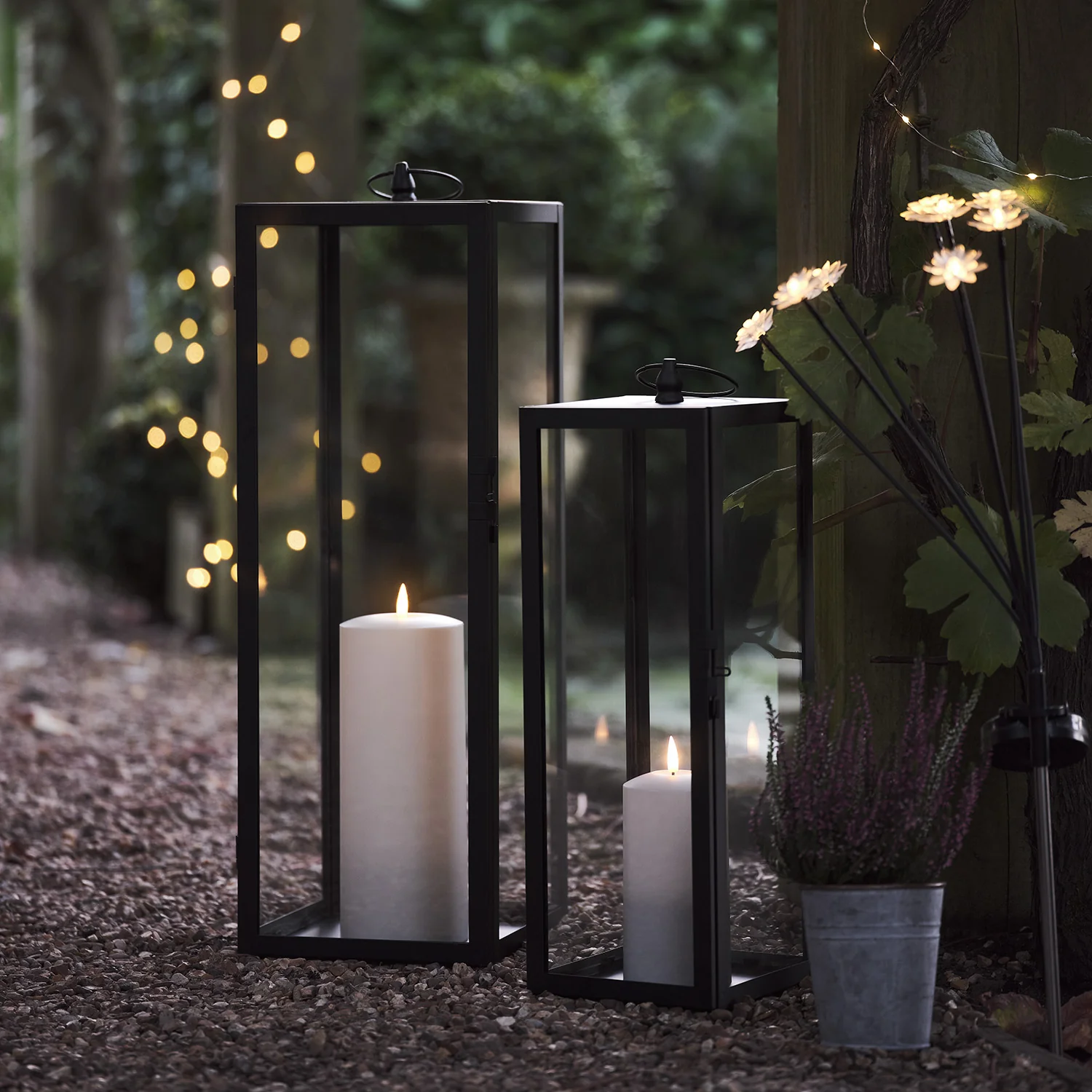 Großes Bowen Gartenlaternen Duo mit TruGlow® Outdoor Kerze günstig online kaufen