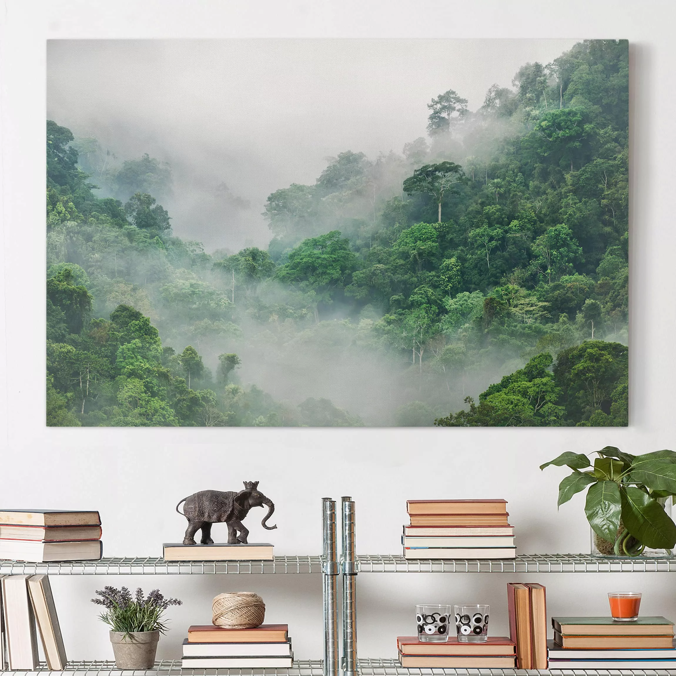 Leinwandbild Wald - Querformat Dschungel im Nebel günstig online kaufen