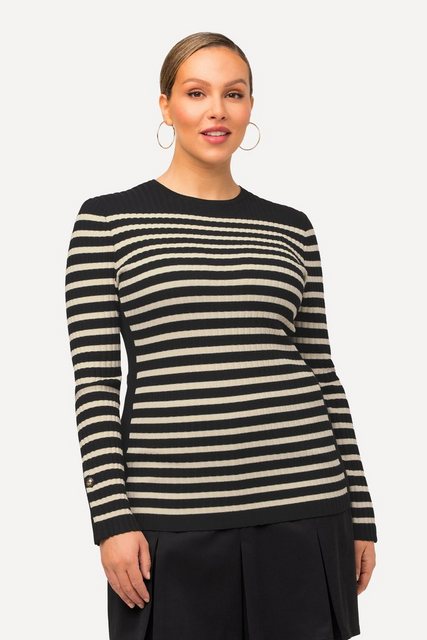 Ulla Popken Strickpullover Pullover Bretonstreifen Slim Rundhals Langarm günstig online kaufen