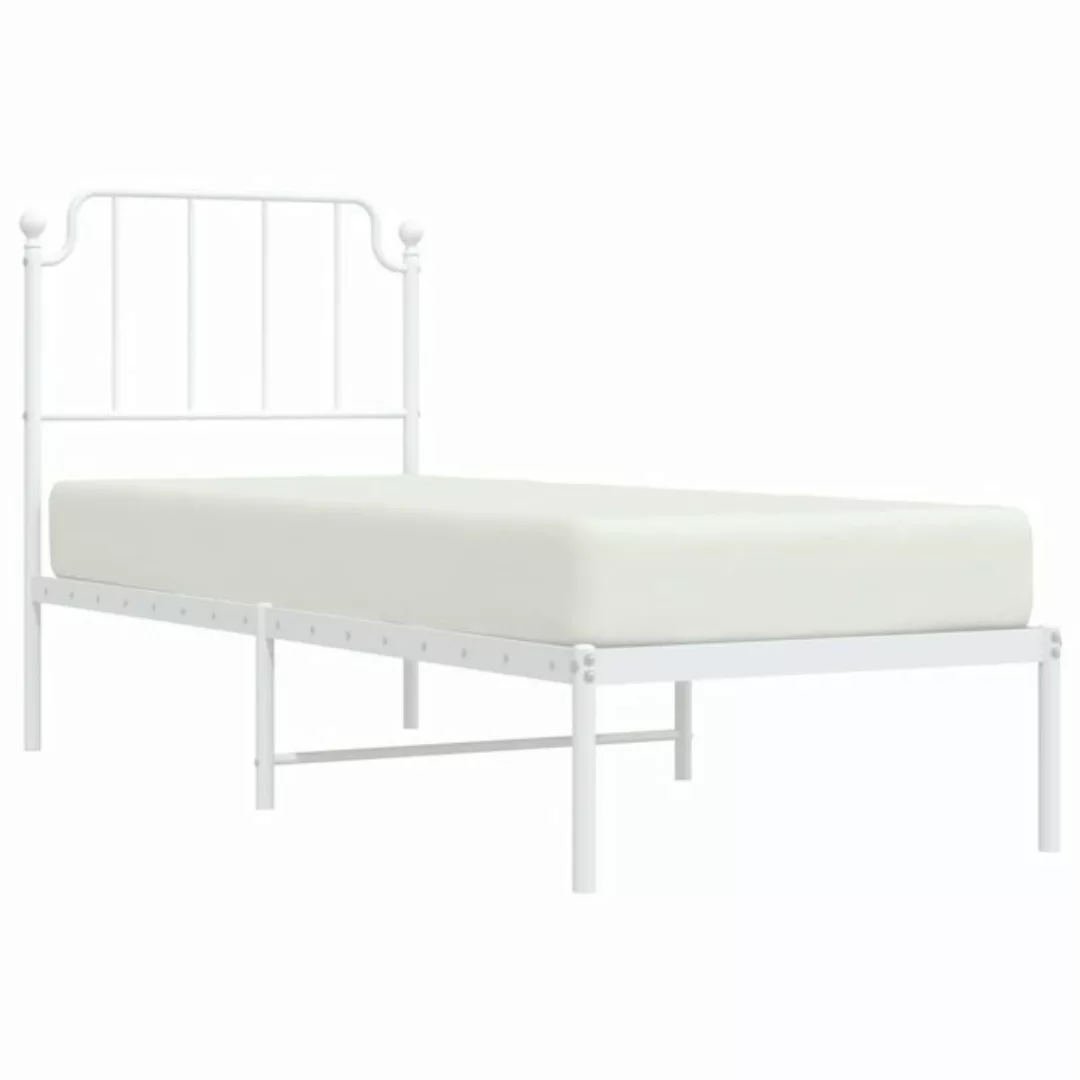 vidaXL Bett Metallbett ohne Matratze mit Kopfteil Weiß 75x190 cm günstig online kaufen