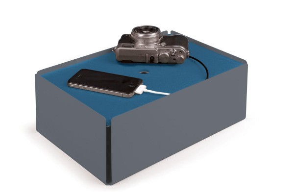 Kabelbox CHARGE-BOX fehgrau Leder rauchblau günstig online kaufen