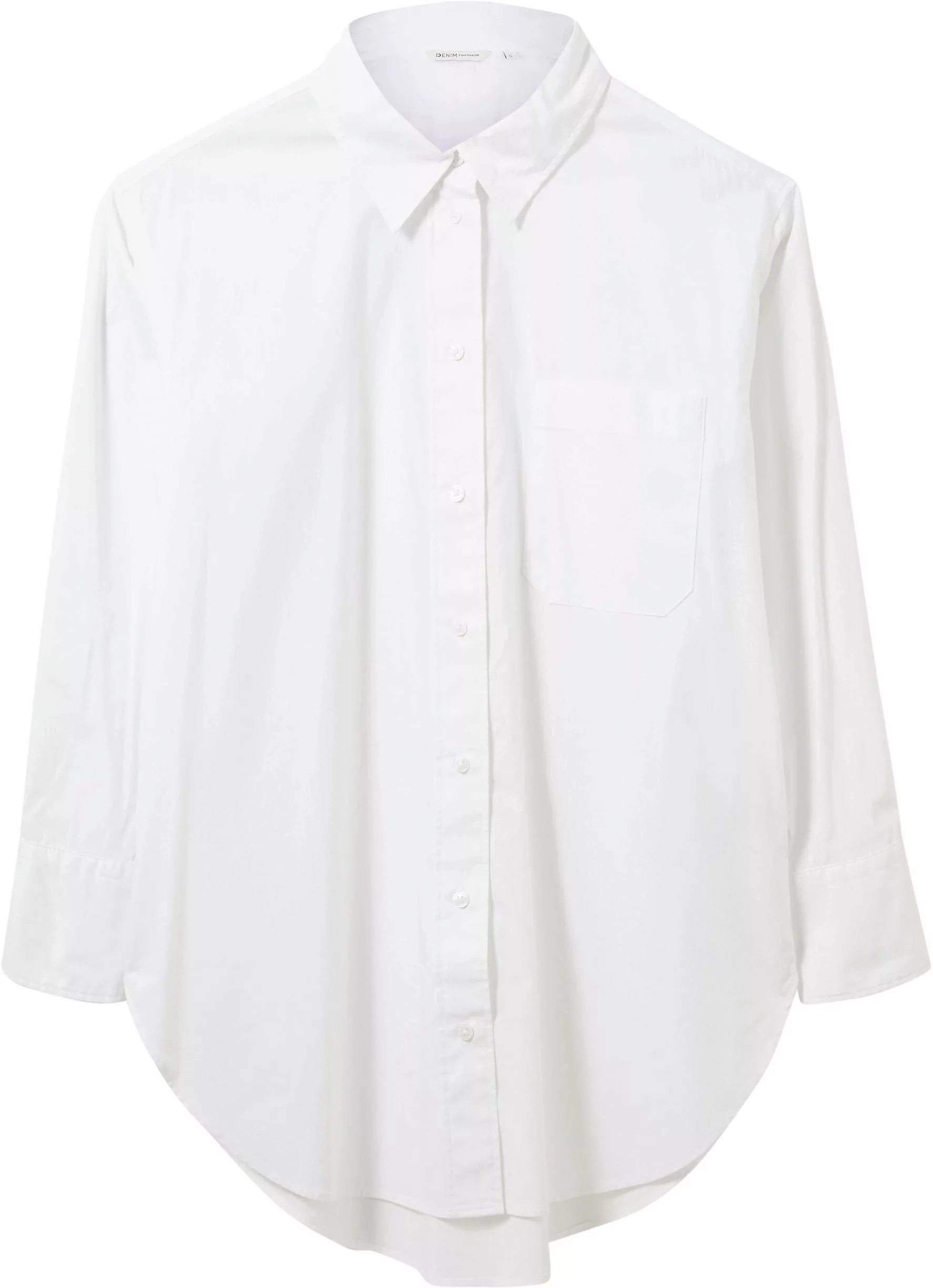 TOM TAILOR Denim T-Shirt long shirt with chest pocket, White günstig online kaufen